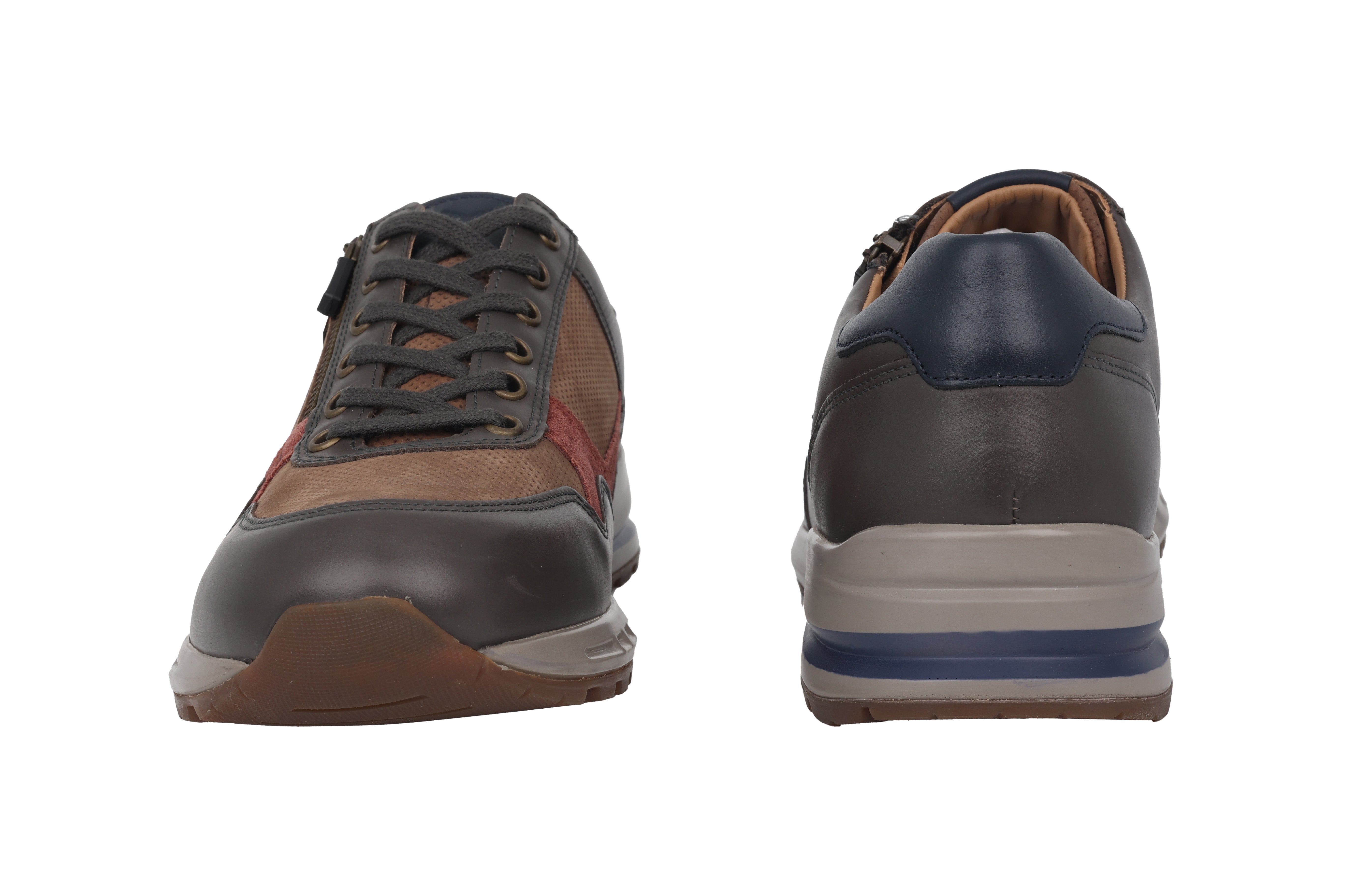 Chaussures à lacets et zips pour hommes 'Bradley' - Mélange gris braun rouge