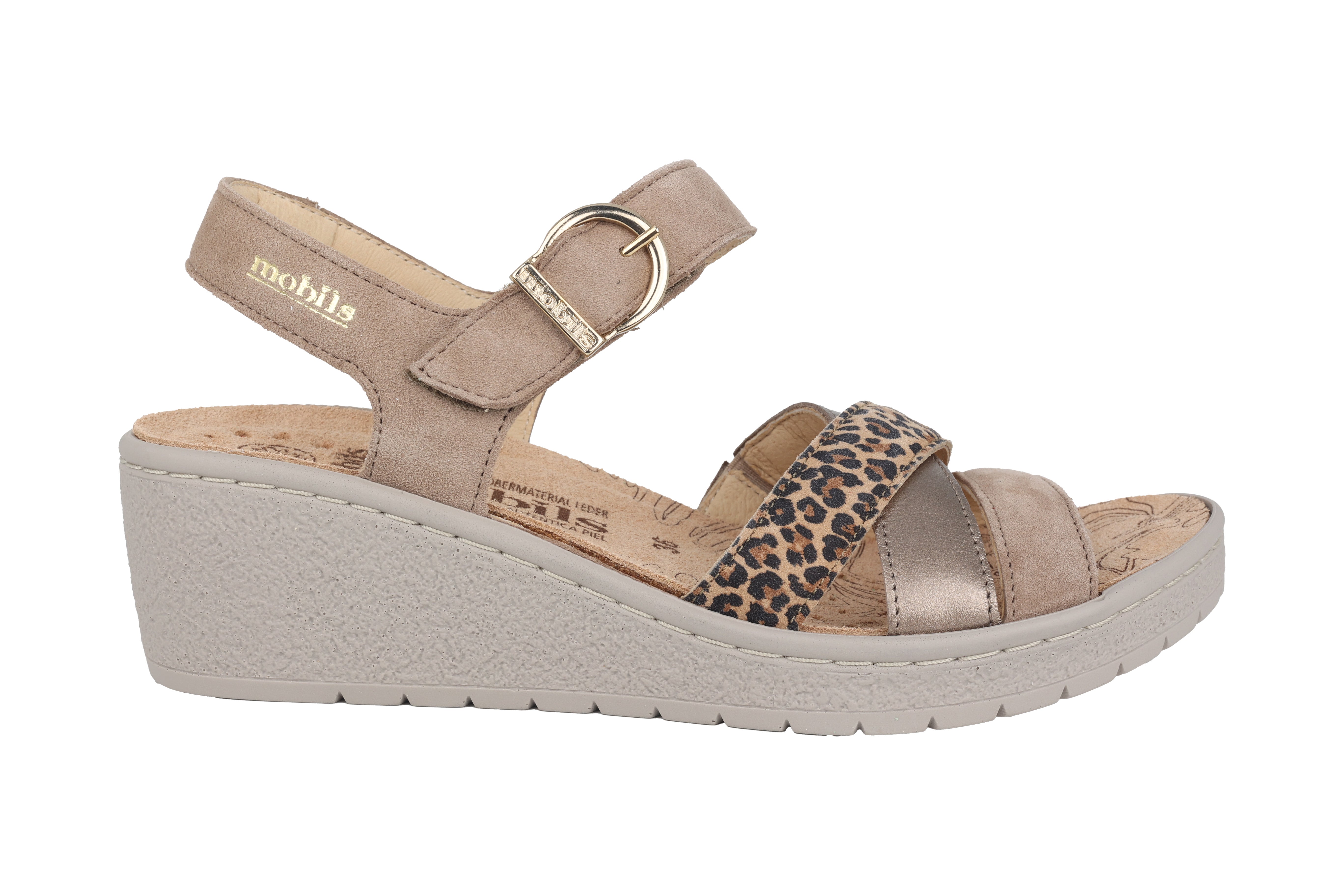 Sandalia de mujer 'Pietra' de corte ancho (H) - Beige