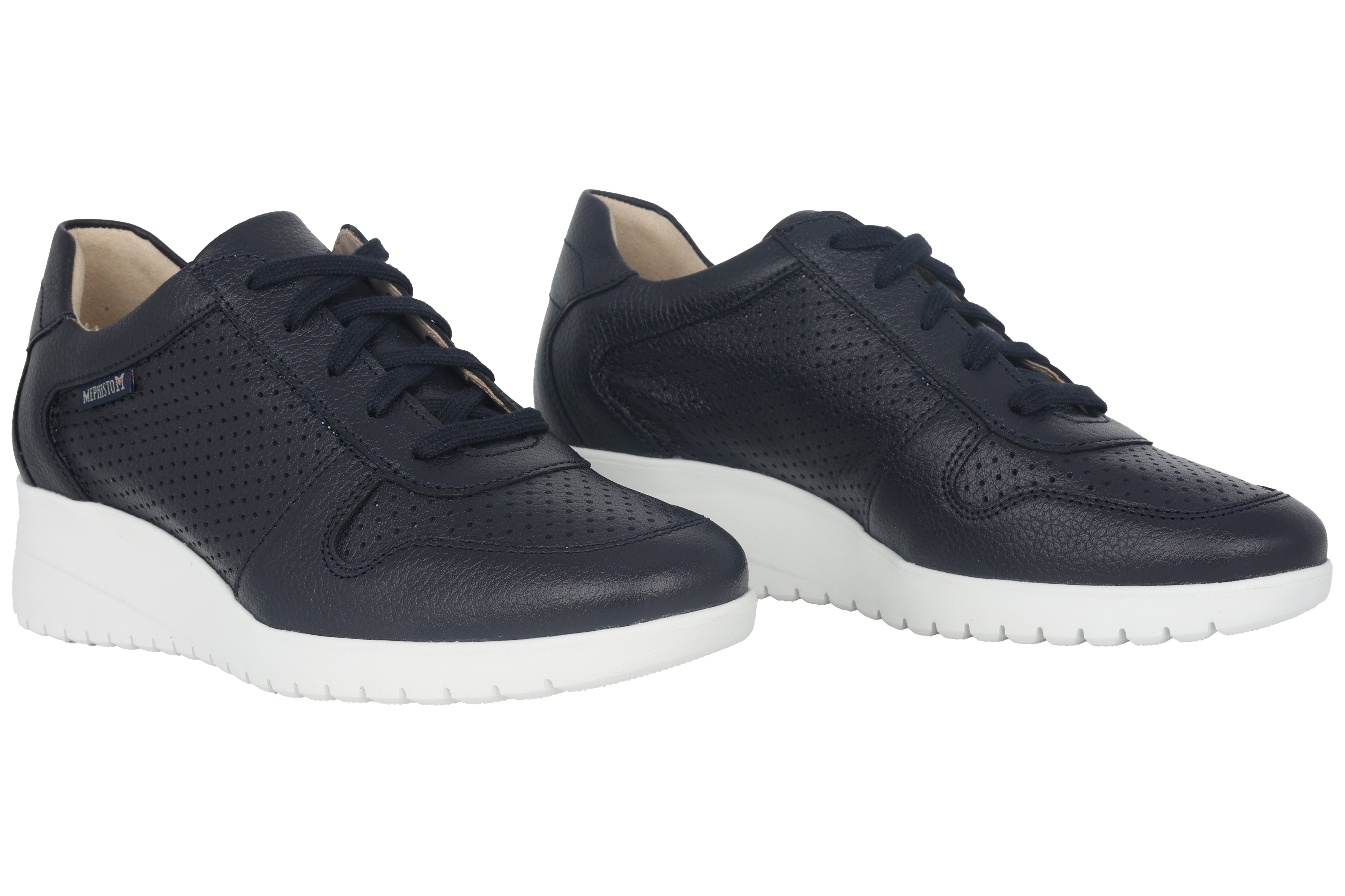 'Isa Perf' damesschoen met geperforeerde sleehak - blauw