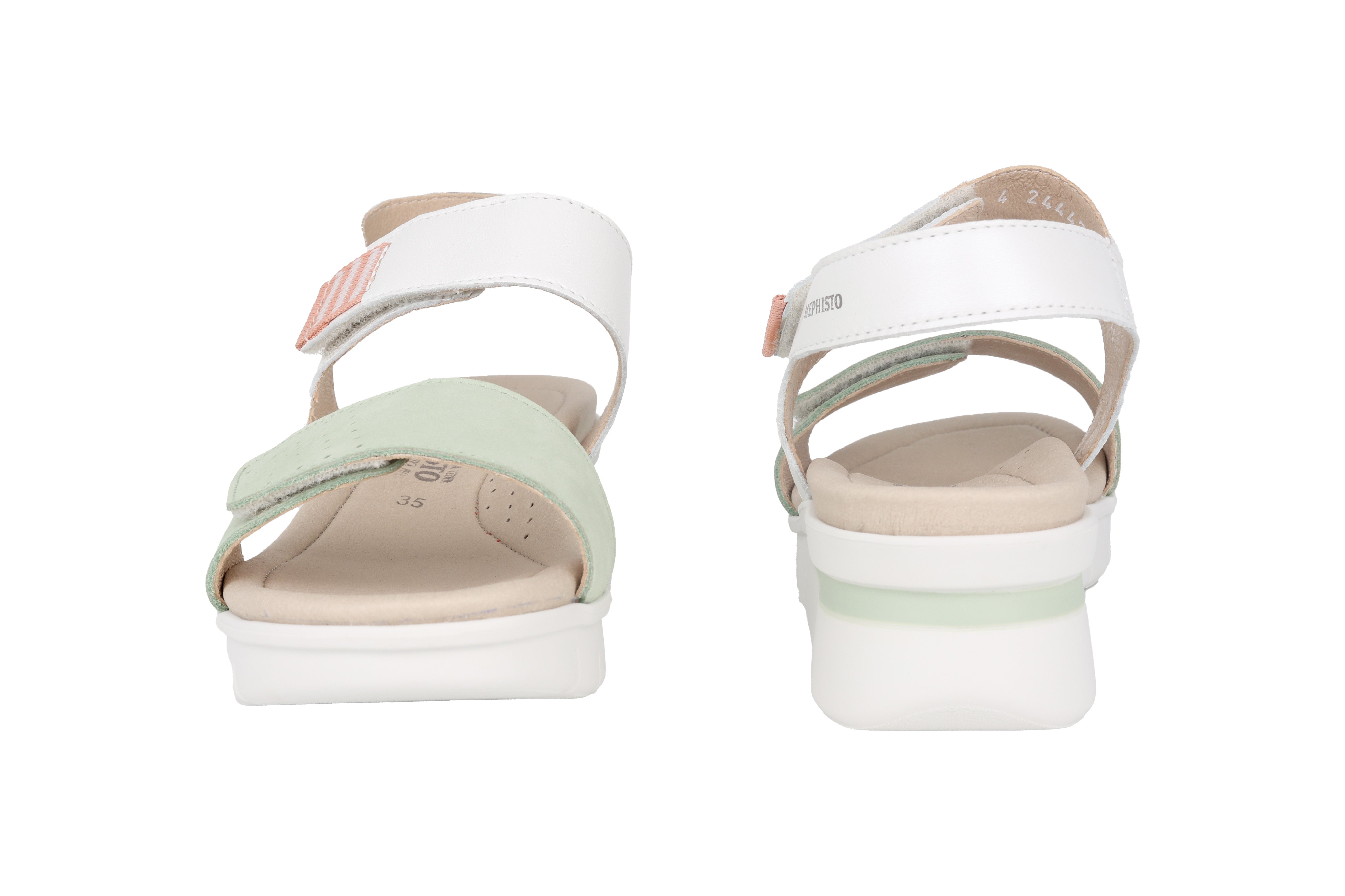 Damessandaal 'Rosane' met bandjes - groen wit mix