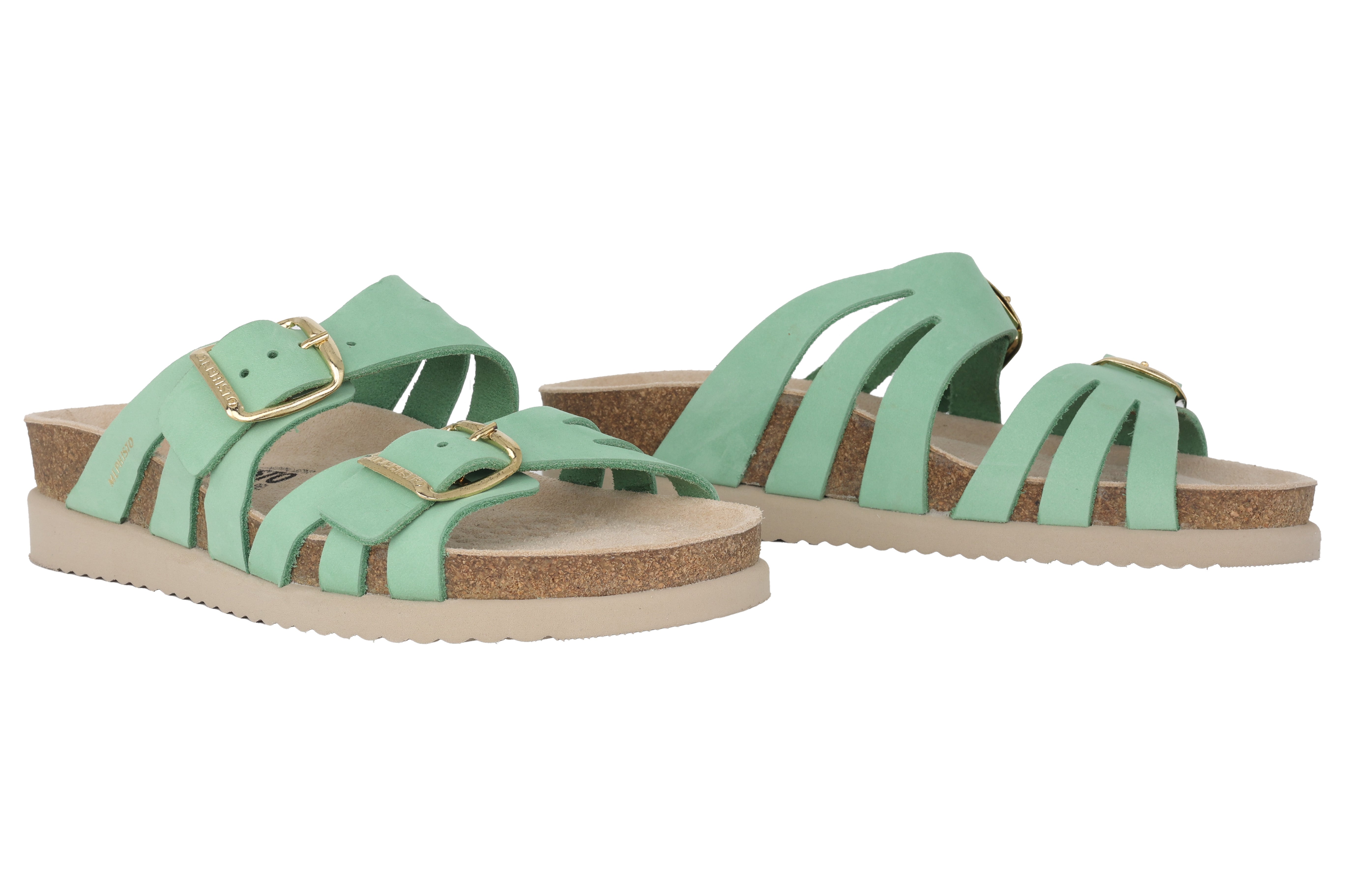 'Helisa' sandalia ortopédica de mujer con doble tira - verde