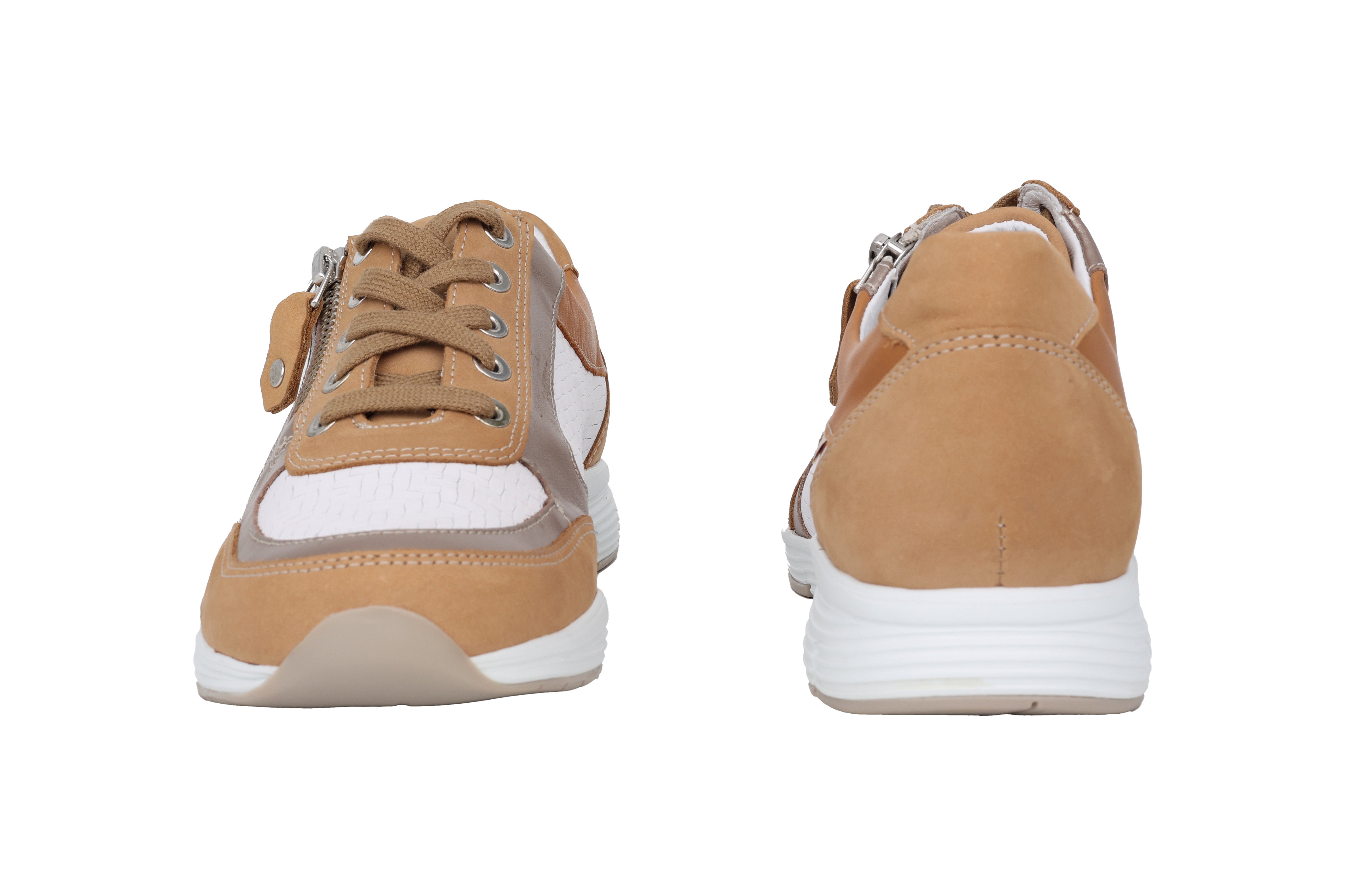 Sneaker da donna con zip e lacci 'Ylona' - Mix bianco beige
