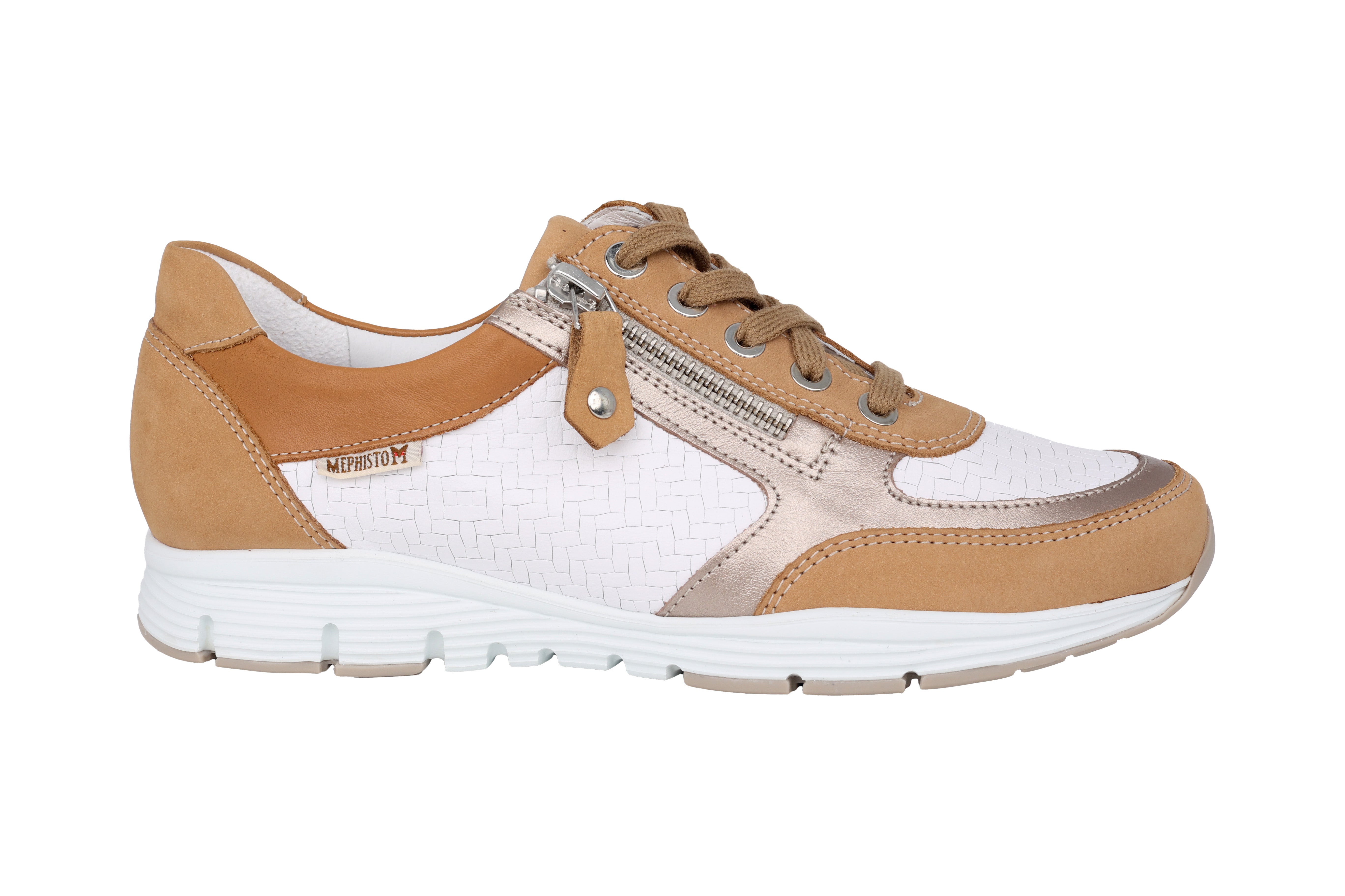 Sneaker da donna con zip e lacci 'Ylona' - Mix bianco beige