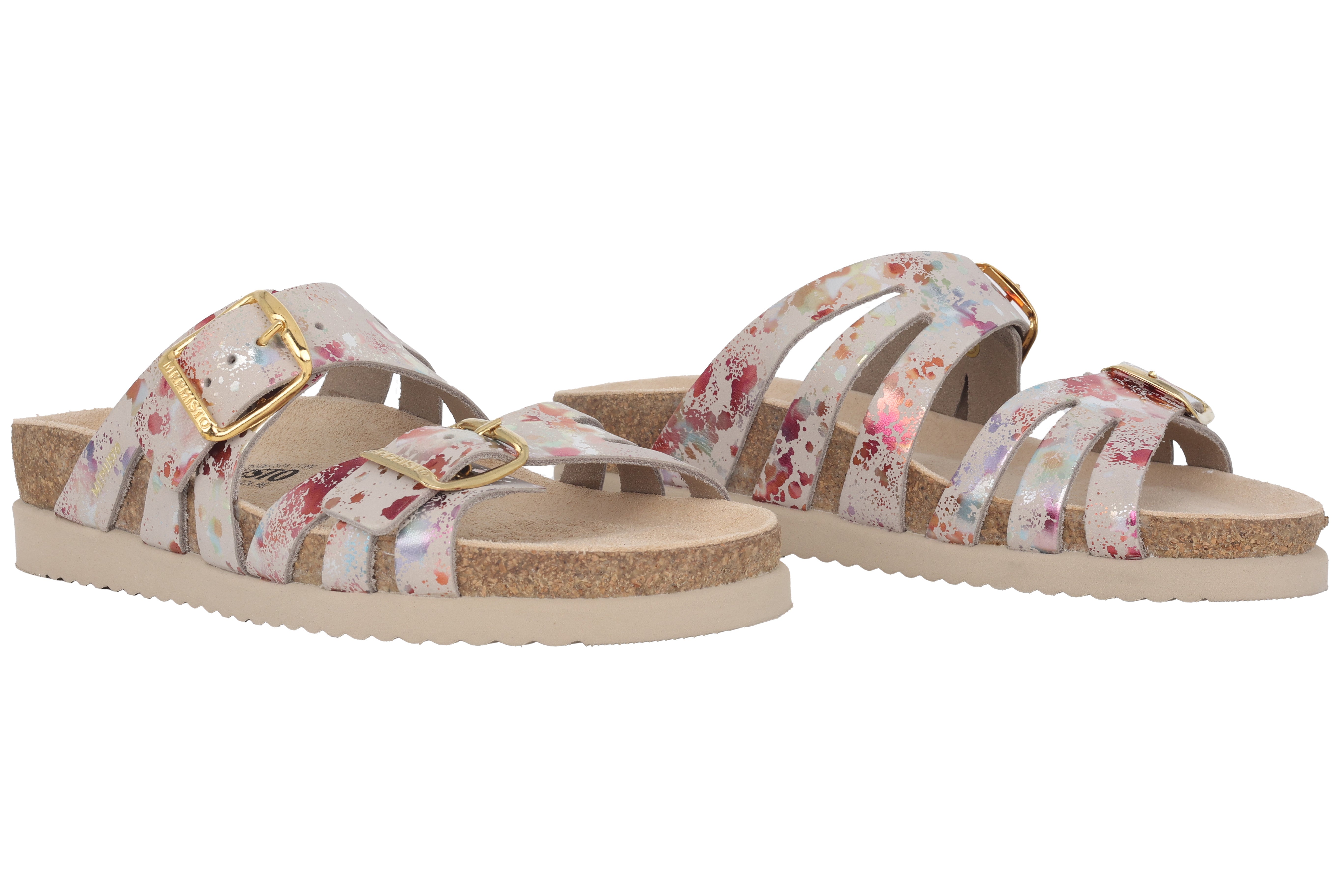 'Helisa' women's orthopedic double strap sandal - Beige mix