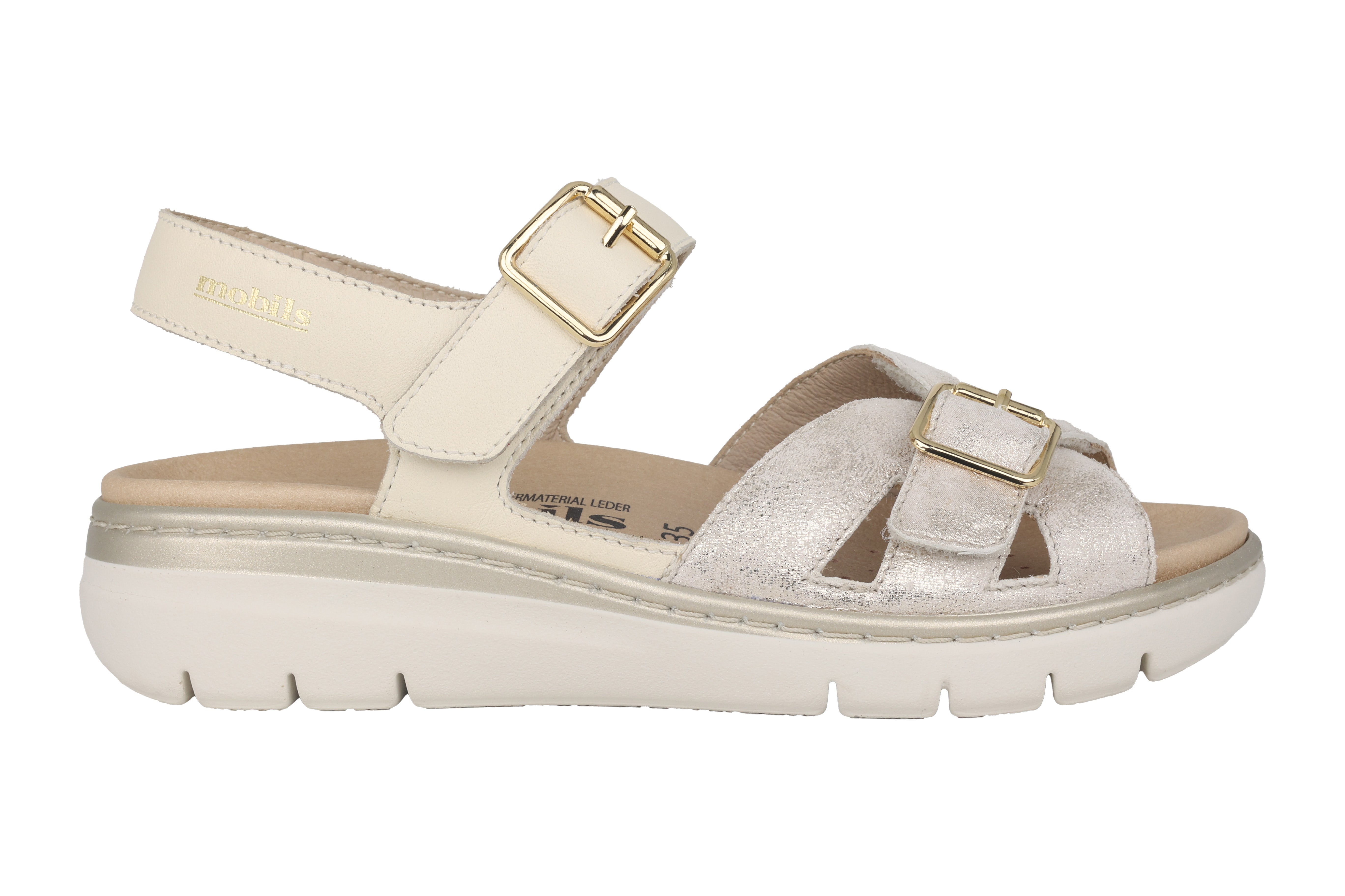 Ergonomische damessandaal 'Leonna' met brede pasvorm (H) - taupe