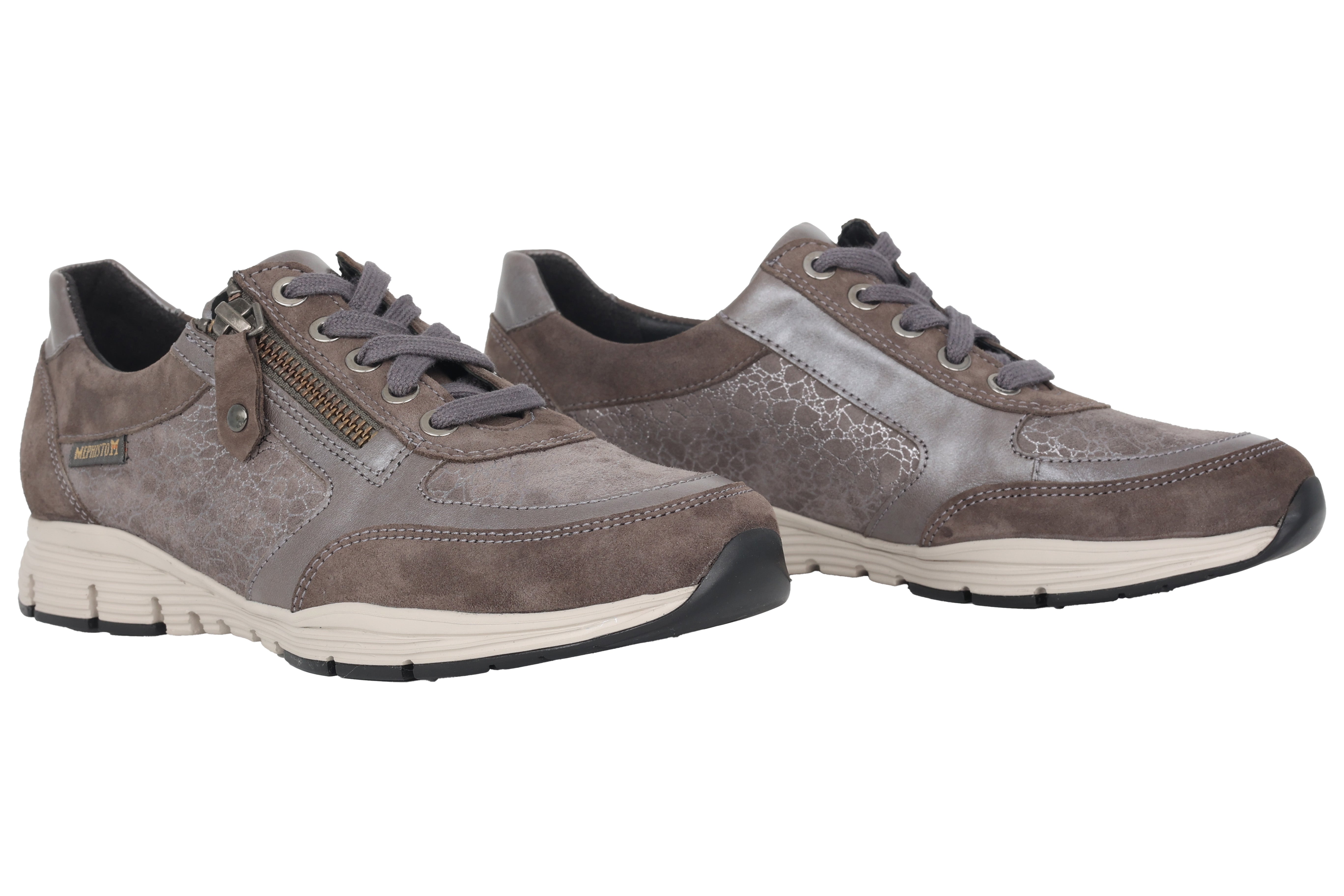 Sneaker de mujer con cordones y cremallera 'Ylona' - Taupe