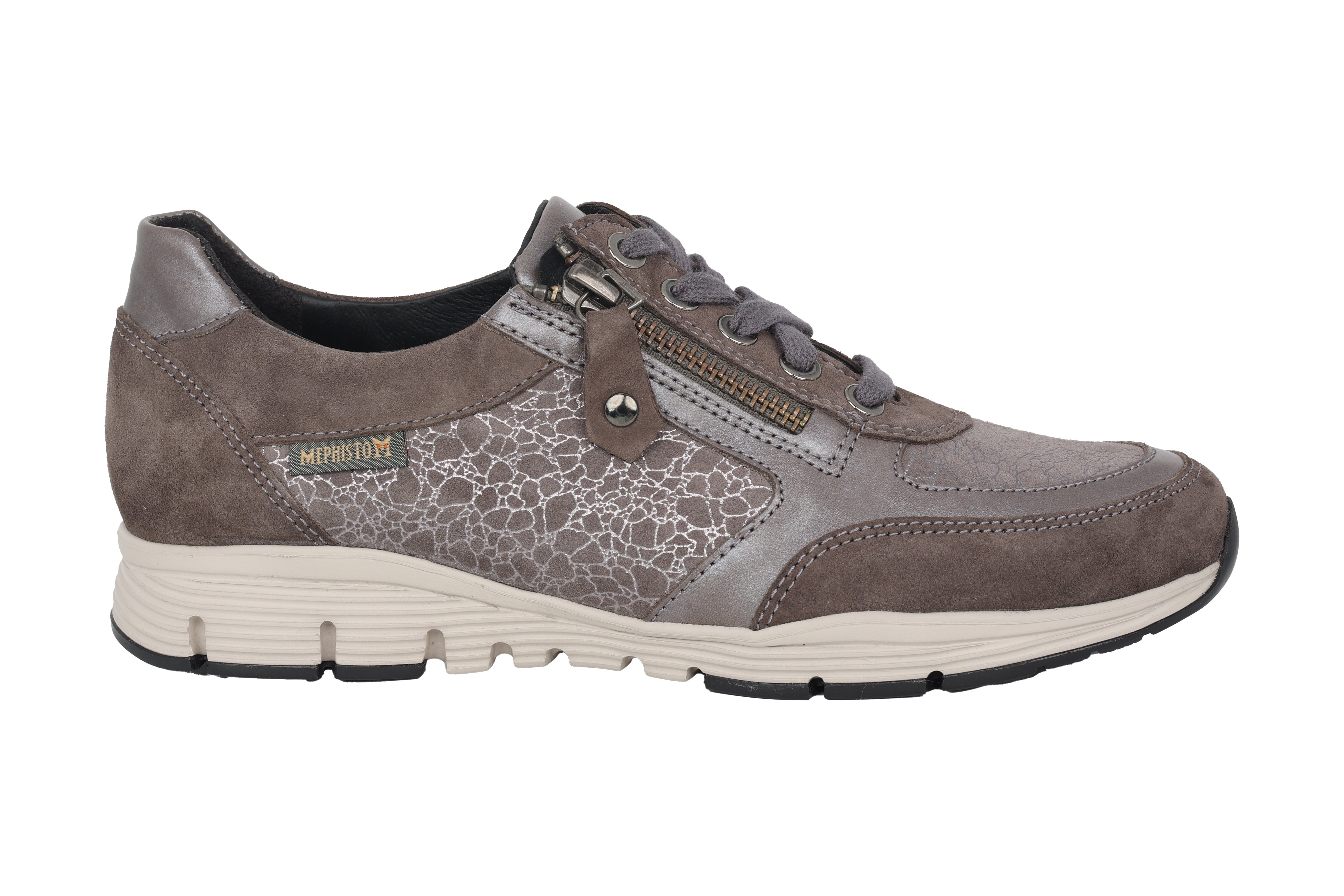 Sneaker de mujer con cordones y cremallera 'Ylona' - Taupe