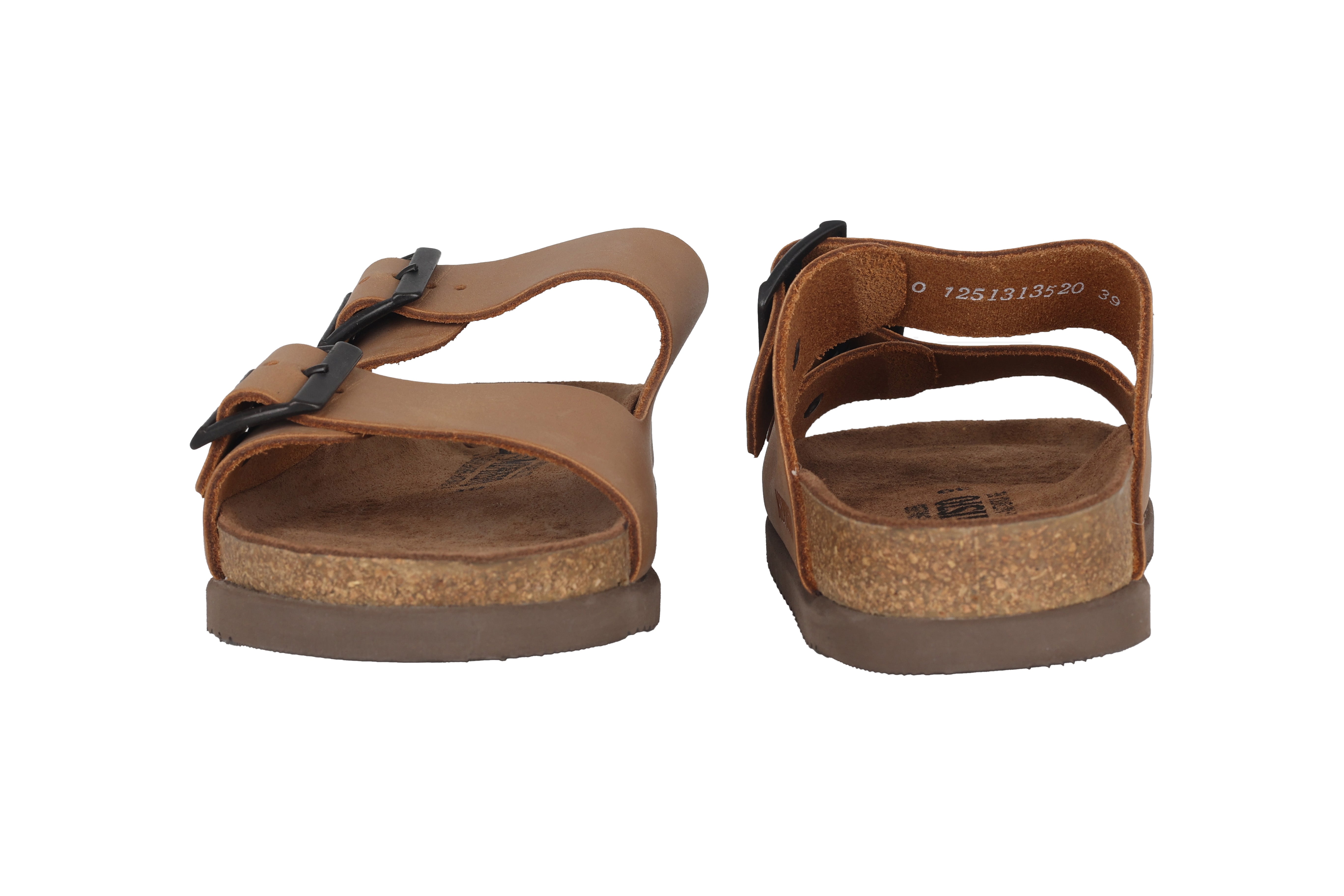 Sandalo scorrevole da uomo con doppio cinturino 'Nerio' - marrone cammello