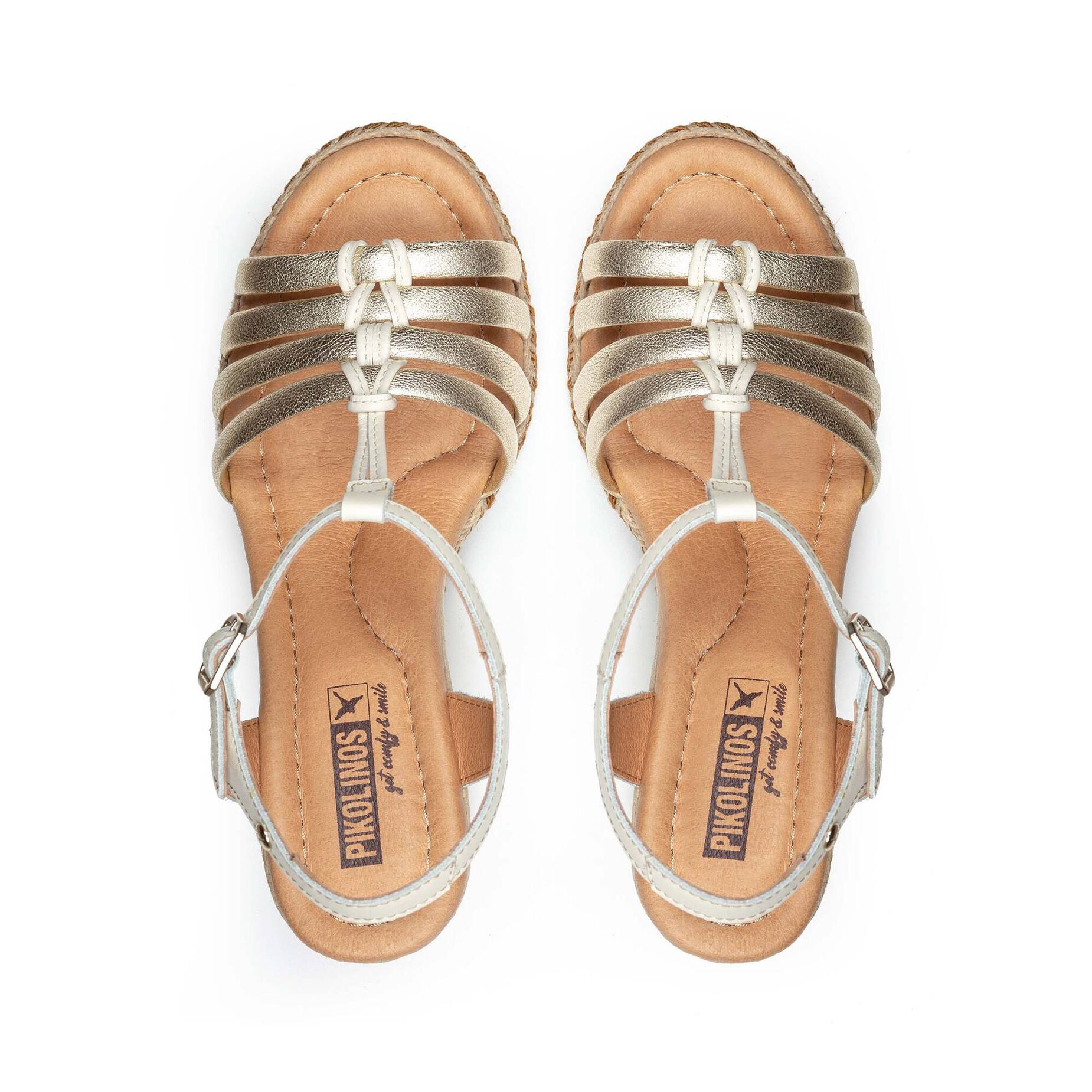 Sandale compensée femme 'Ronda' - dorée