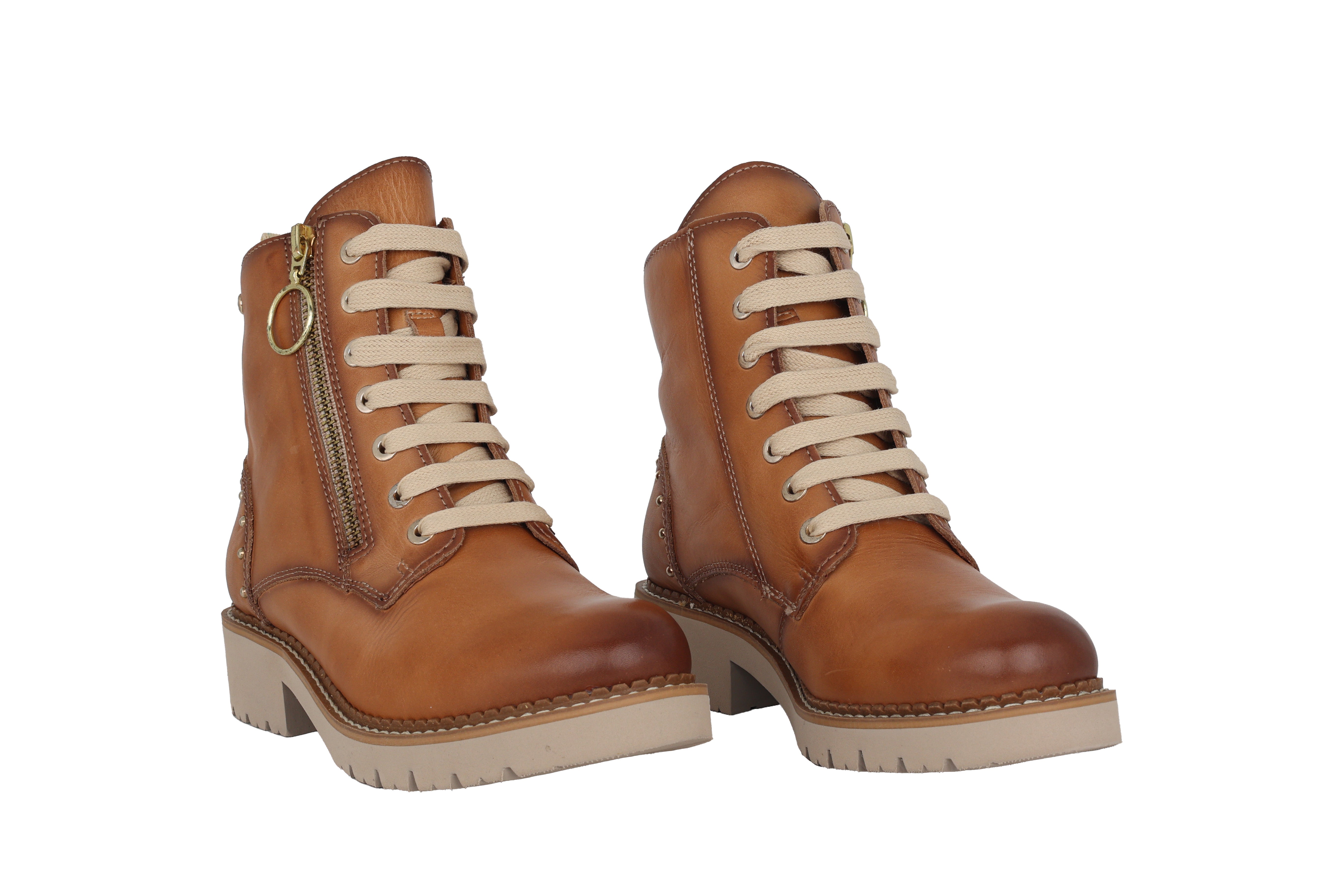 Dameslaars met veterrits 'Vicar' - Bruin amandel