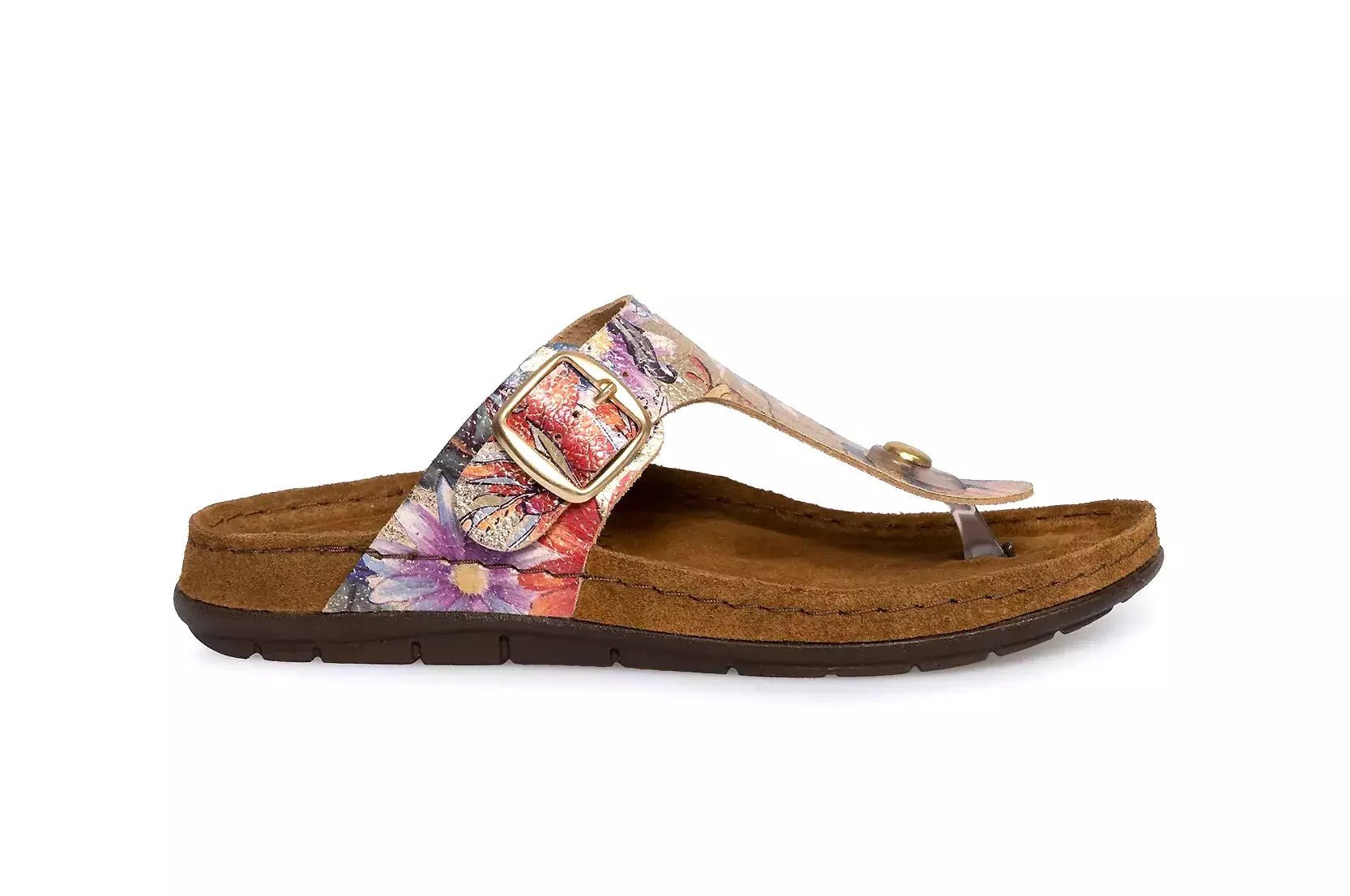 'Rodigo' women's slide toe sandal - gold flower print - Chaplinshoes'Rodigo' women's slide toe sandal - gold flower printRohde