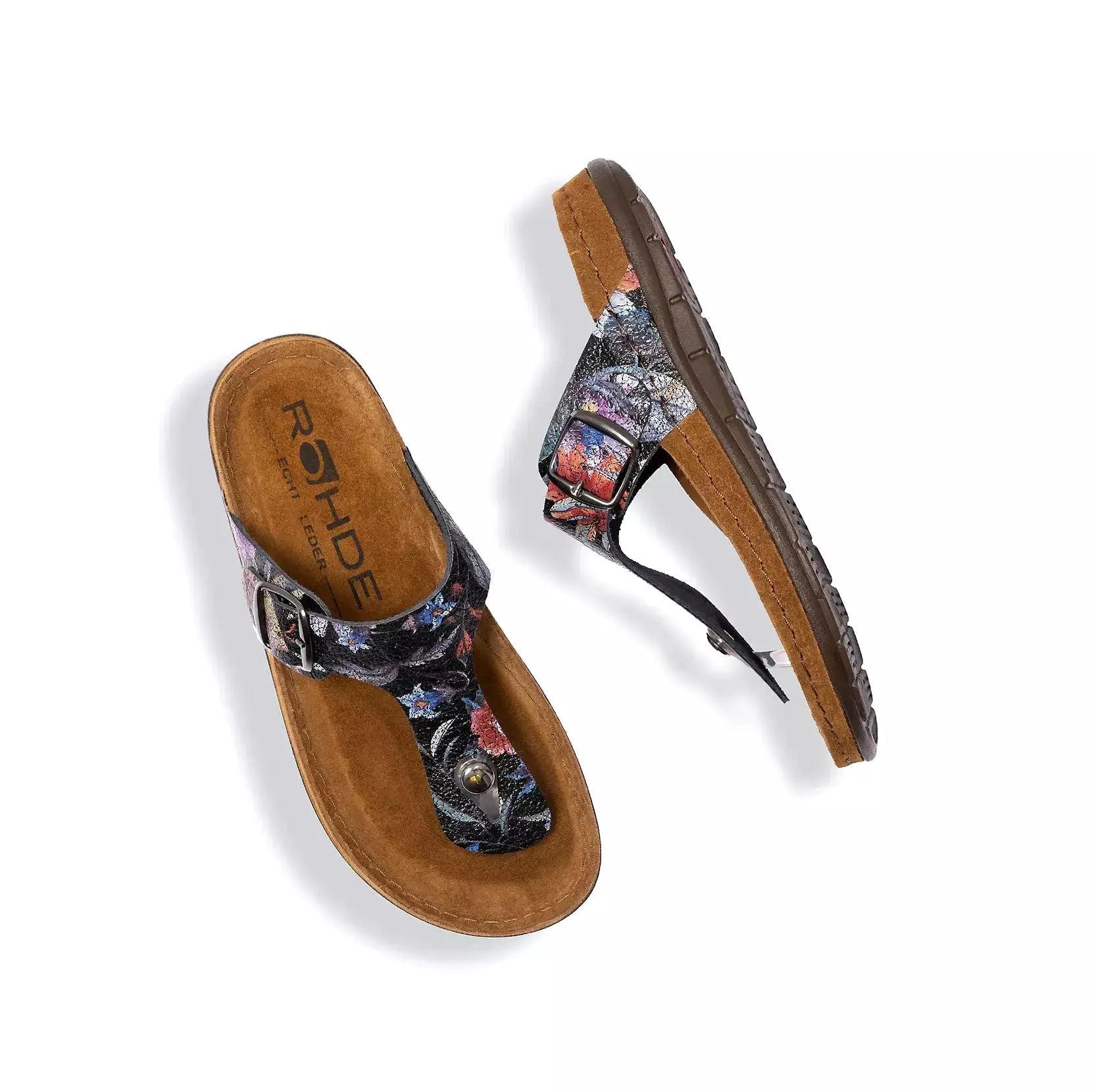 Damessandaal 'Rodigo' met schuifneus - veelkleurig - ChaplinshoesDamessandaal 'Rodigo' met schuifneus - veelkleurigRohde