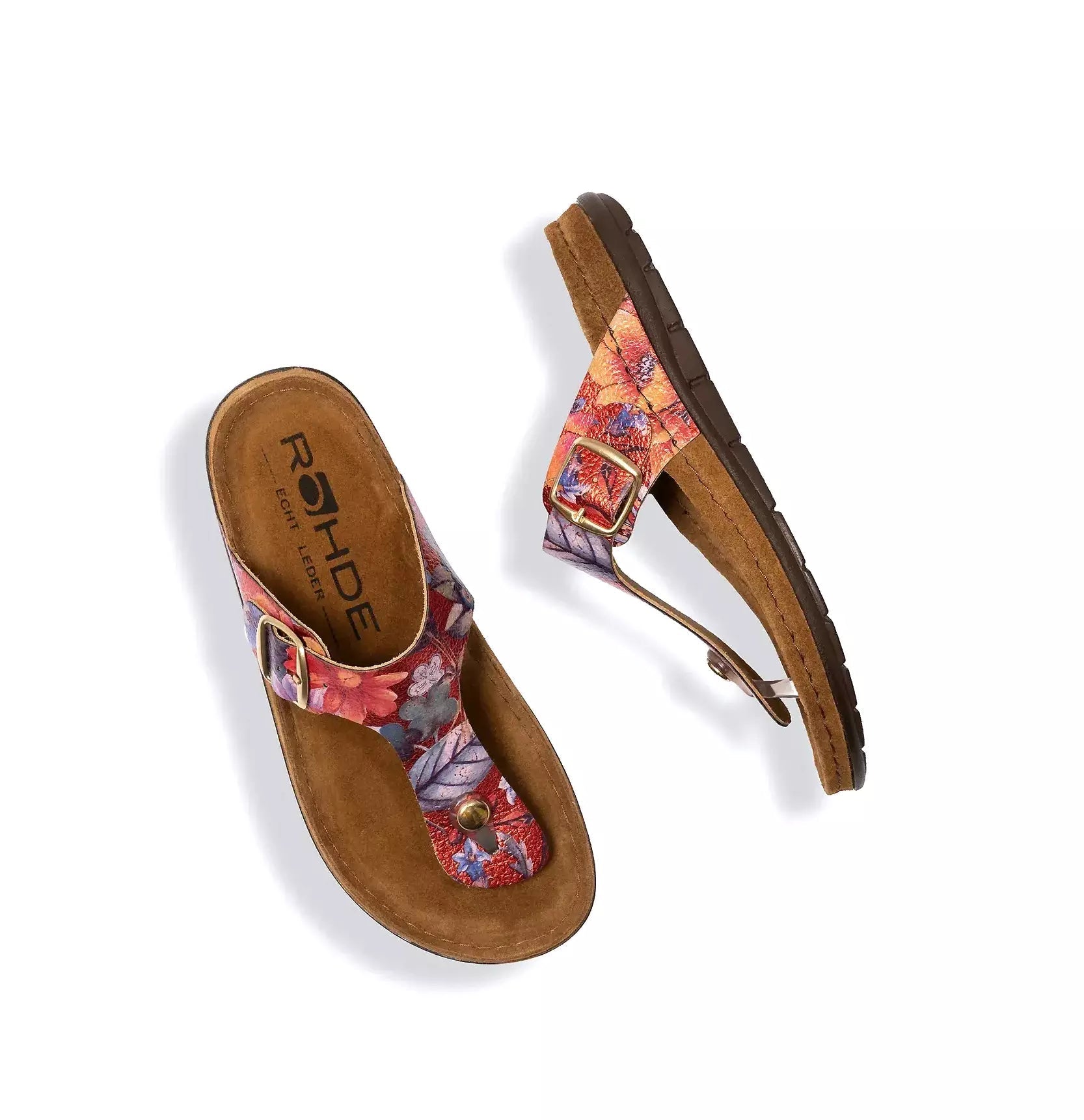 'Rodigo' women's slide toe sandal - red flower print - Chaplinshoes'Rodigo' women's slide toe sandal - red flower printRohde