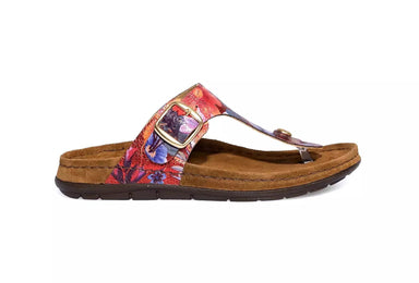 'Rodigo' dames slide toe sandaal - rode bloemenprint - Chaplinshoes'Rodigo' dames slide toe sandaal - rode bloemenprintRohde