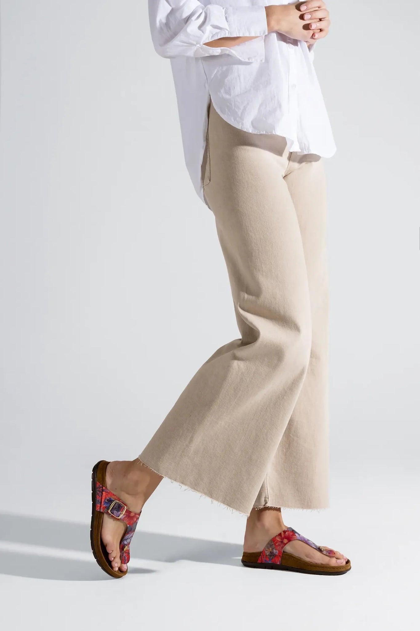 'Rodigo' women's slide toe sandal - red flower print - Chaplinshoes'Rodigo' women's slide toe sandal - red flower printRohde