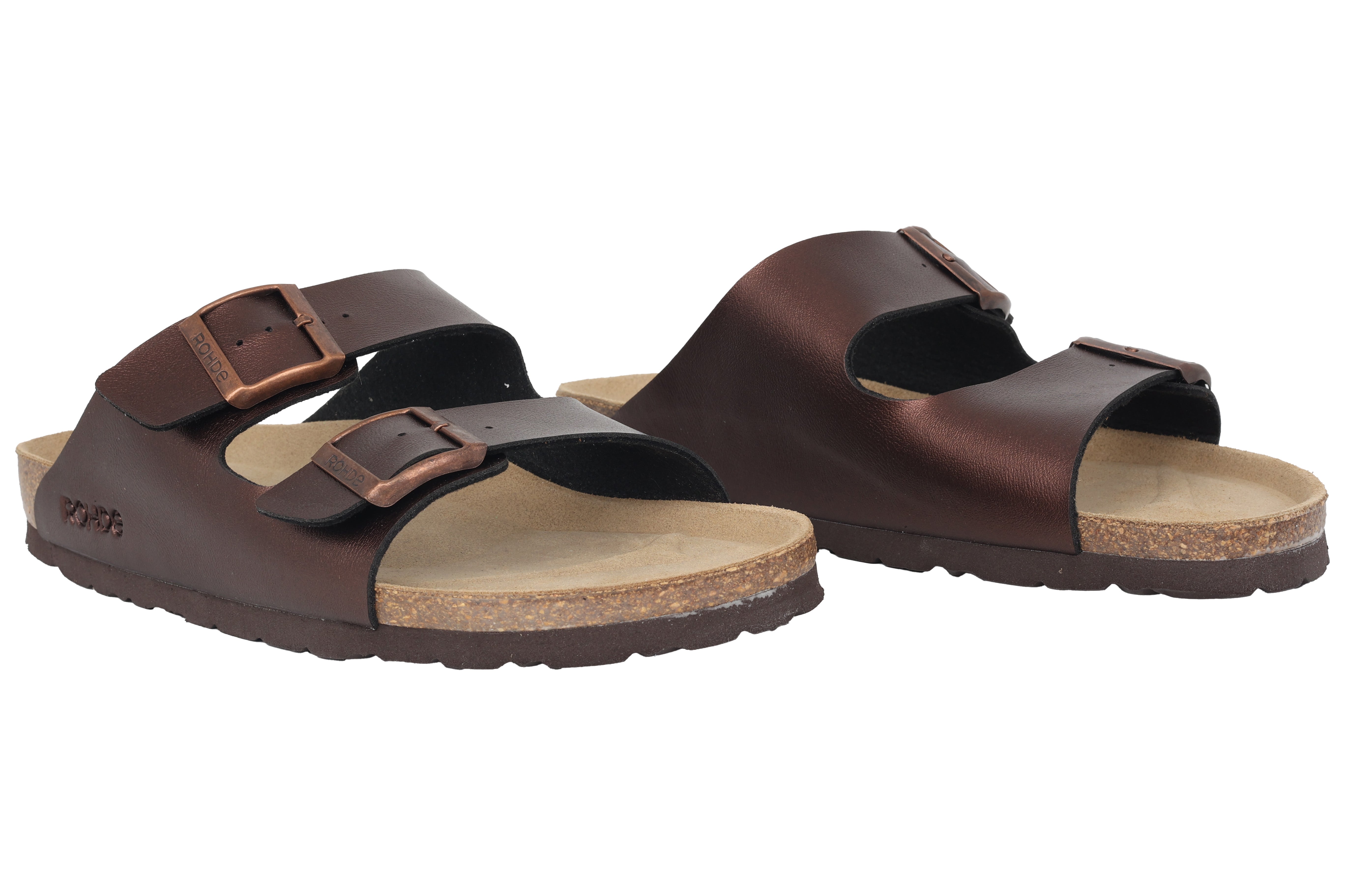 'Alba' women's double strap slide sandal - Brown