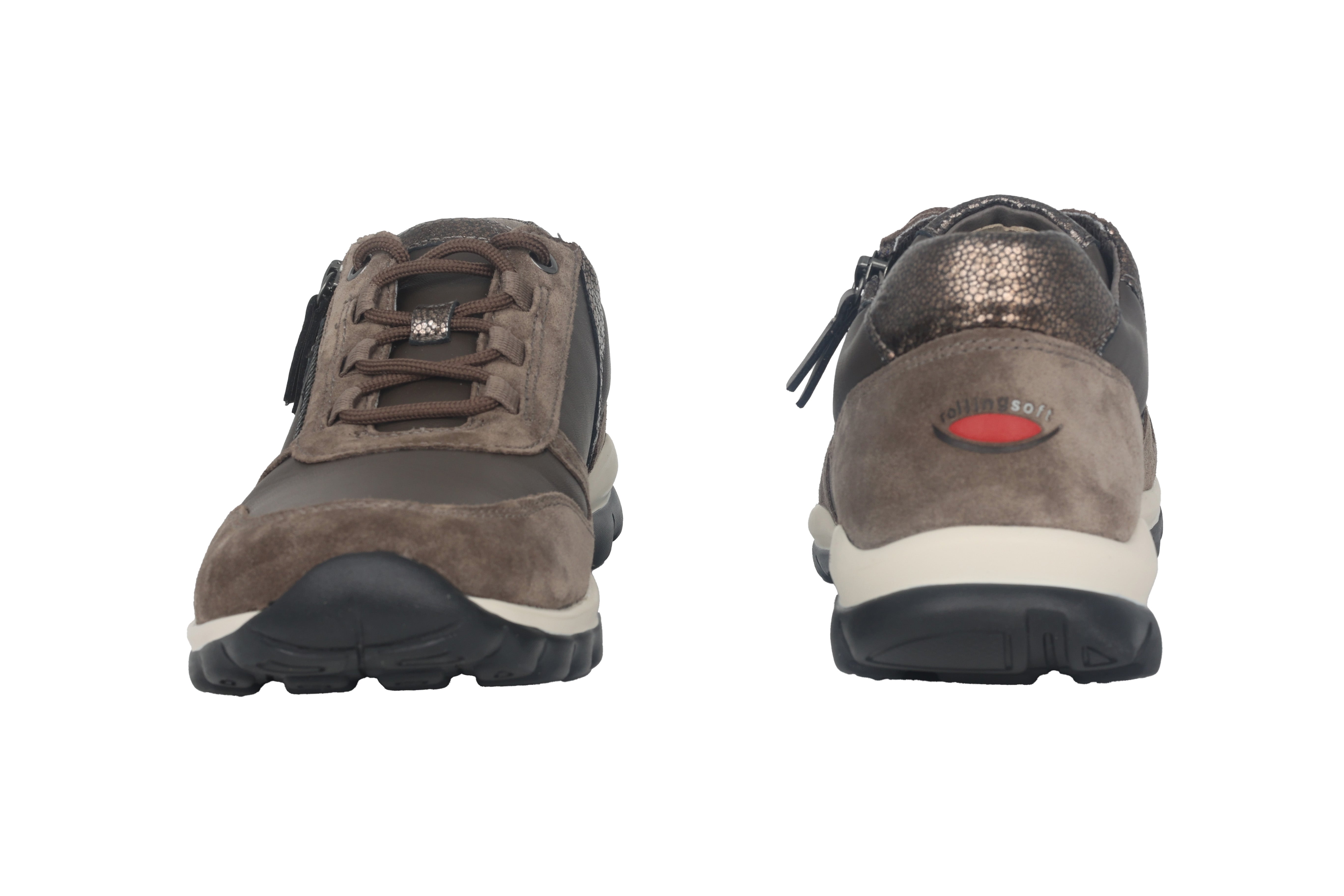 Damskie sznurowane tenisówki na kółkach „76.969.30” – szare