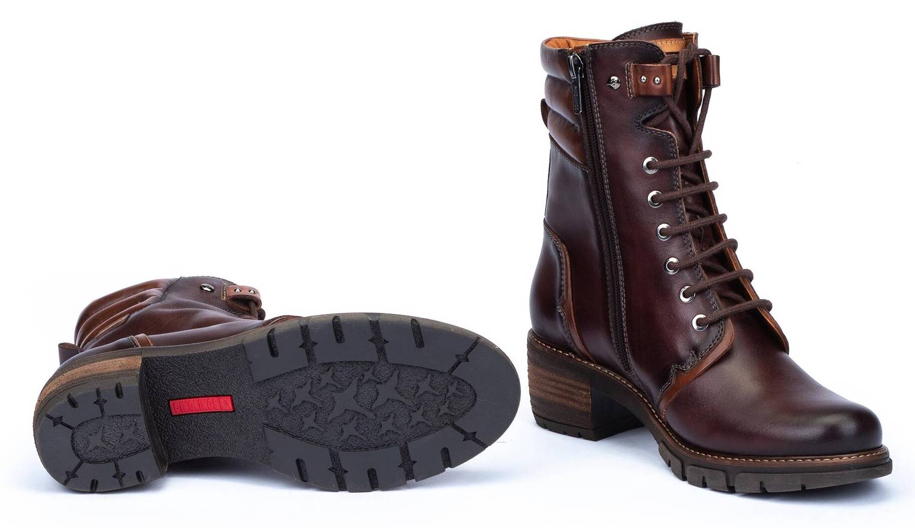 Damesveterlaars 'San Sebastia' met rits - Donkerbruin - ChaplinshoesDameslaars met vetersluiting 'San Sebastia' - DonkerbruinPikolinos