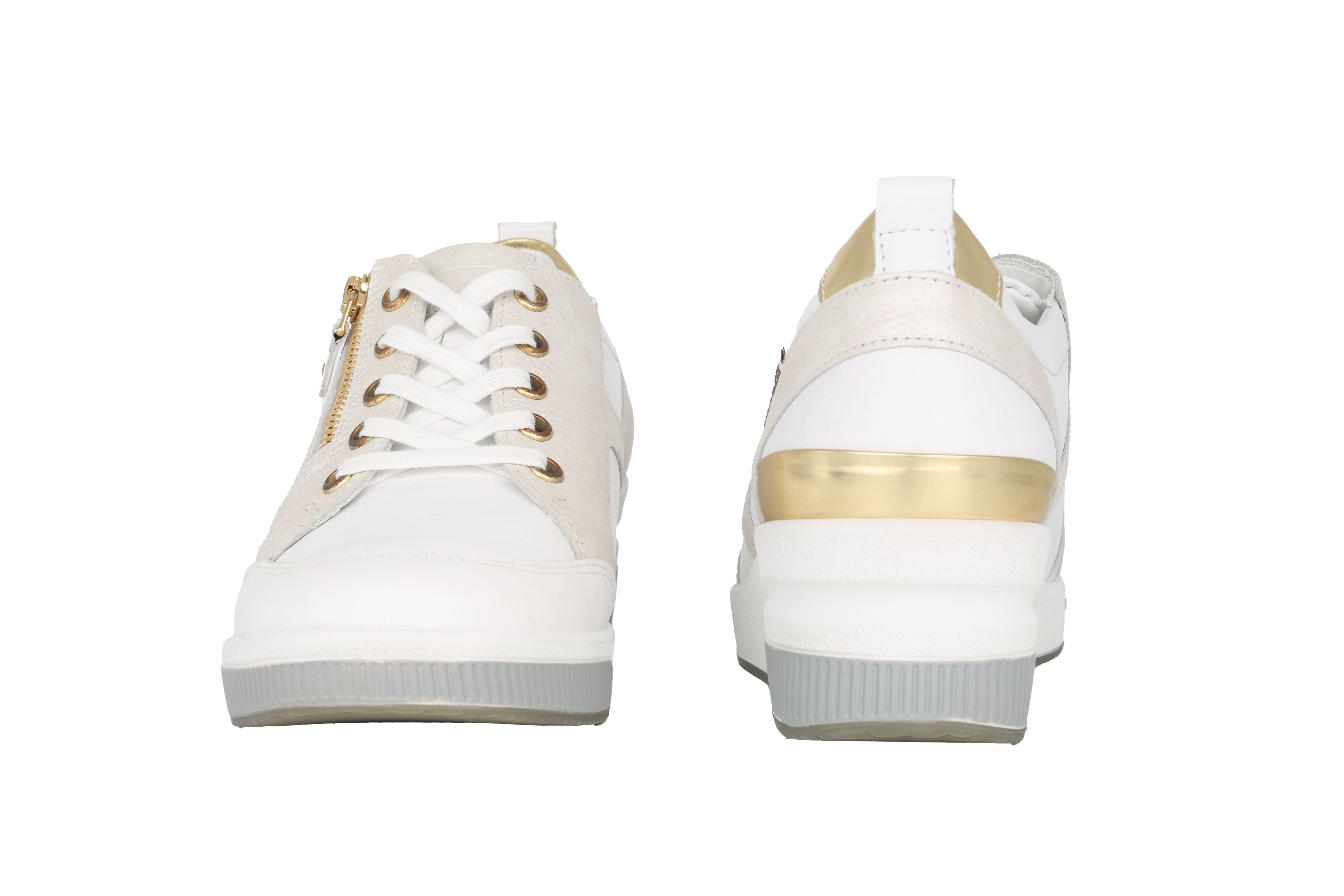 Baskets femme 'TRUDIE' coupe large (H) à lacets et zips - Blanc