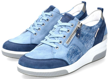 'TRUDIE' ergonomische damessneakers met brede pasvorm (H) en rits - Denim blauw - Chaplinshoes'TRUDIE' ergonomische damessneakers met brede pasvorm (H) en rits en veters - Denim blauw Mephisto