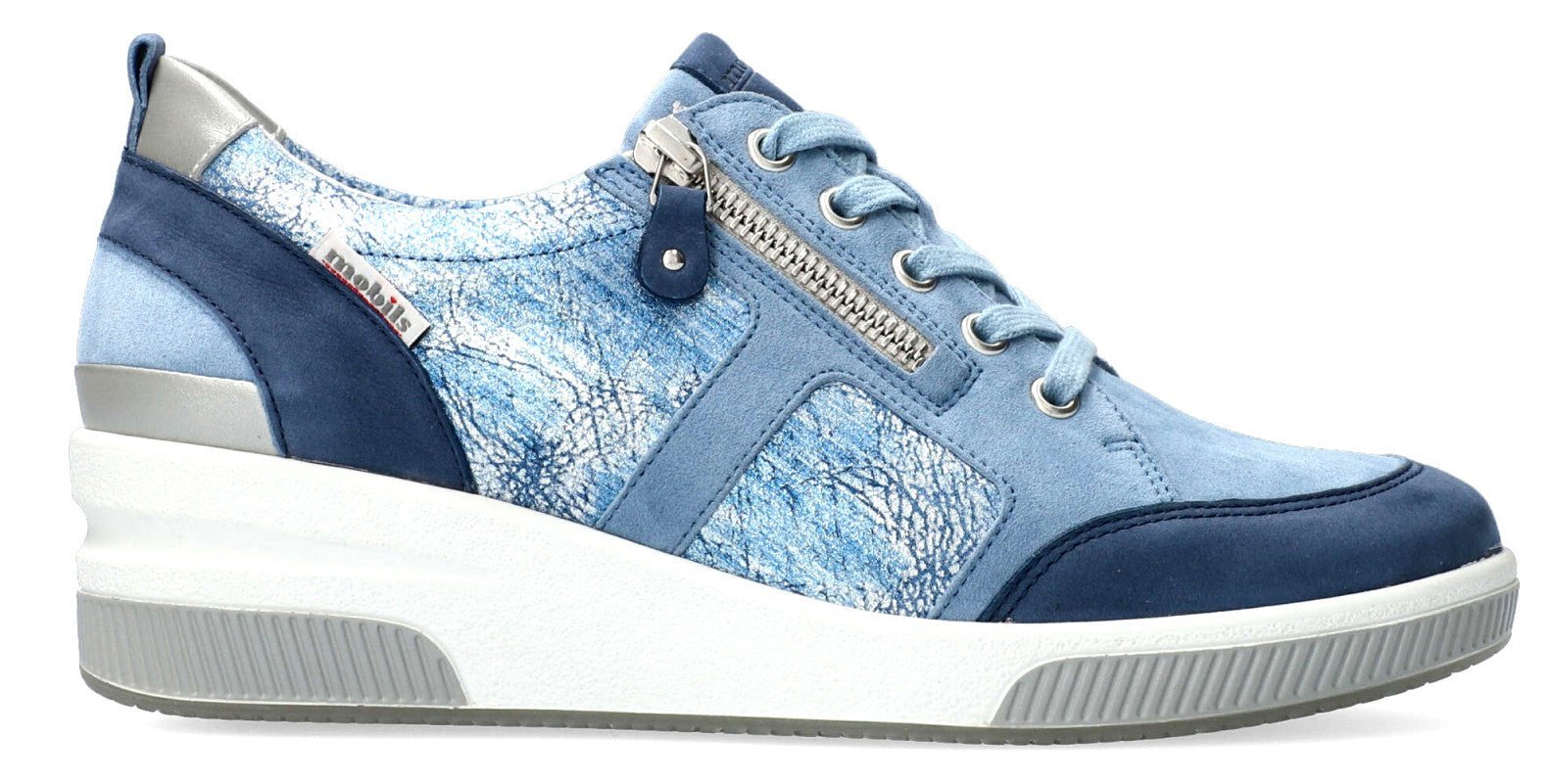 'TRUDIE' Zapatillas ergonómicas de mujer con cordones (H) y cremallera - Azul denim - Chaplinshoes'TRUDIE' zapatillas ergonómicas de mujer con cordones y cremallera de corte ancho (H) - Azul denimMephisto