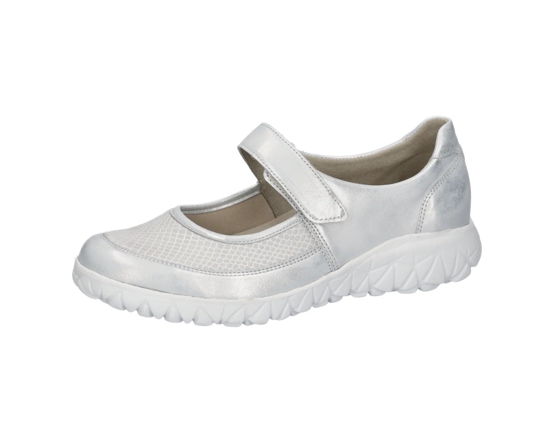 Scarpa con cinturino "Havy" da donna a vestibilità ampia (H) - Bianca