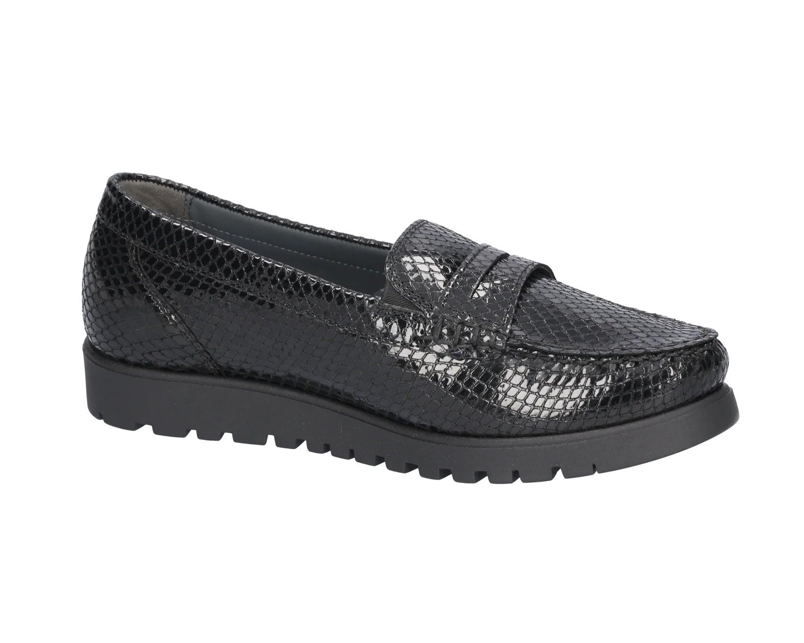 'H-Bruni' dame loafer i bred pasform (H) - Blå