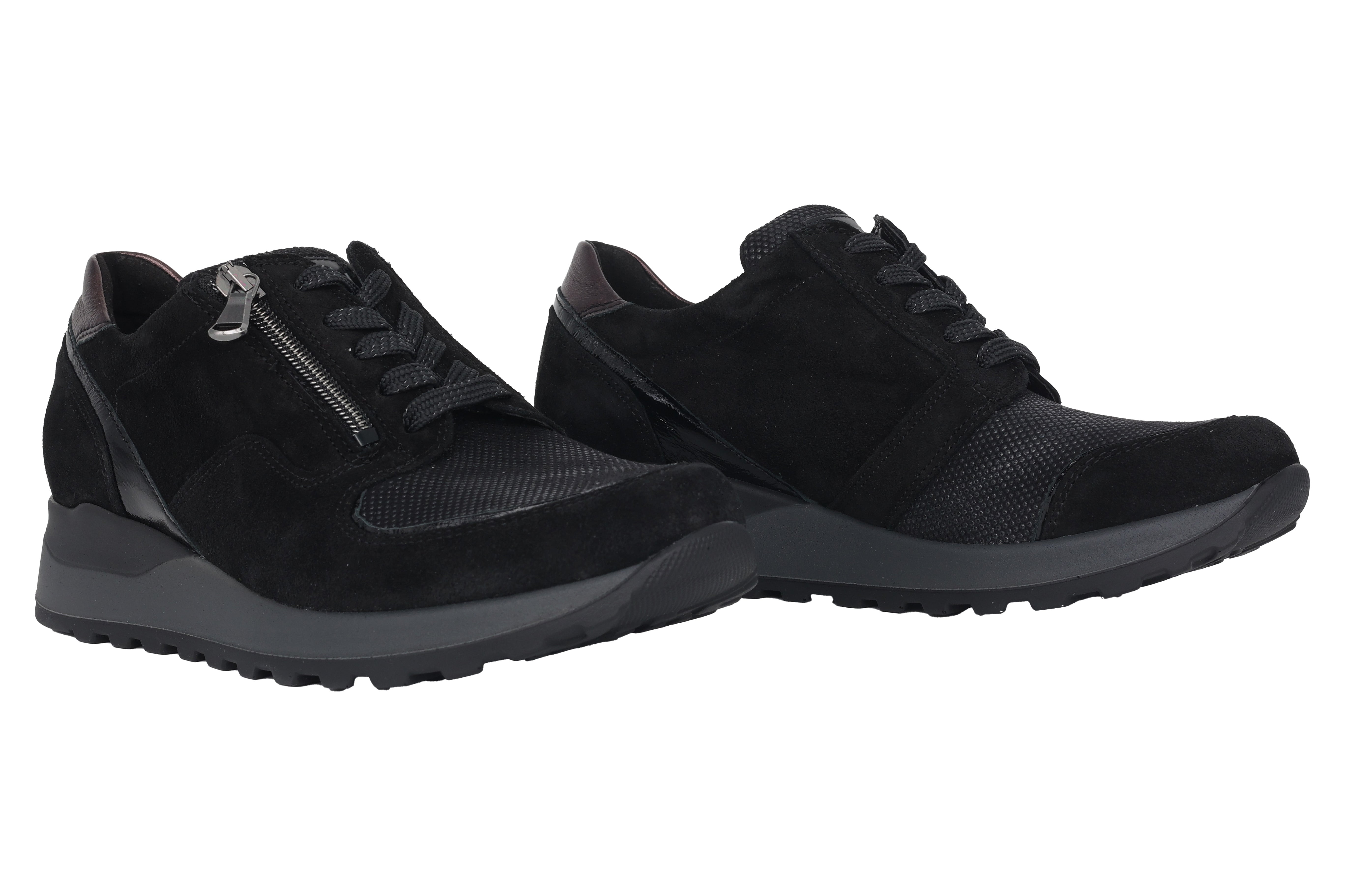 Chaussures à lacets et zips femme coupe large (H) 'Hiroko' - noir