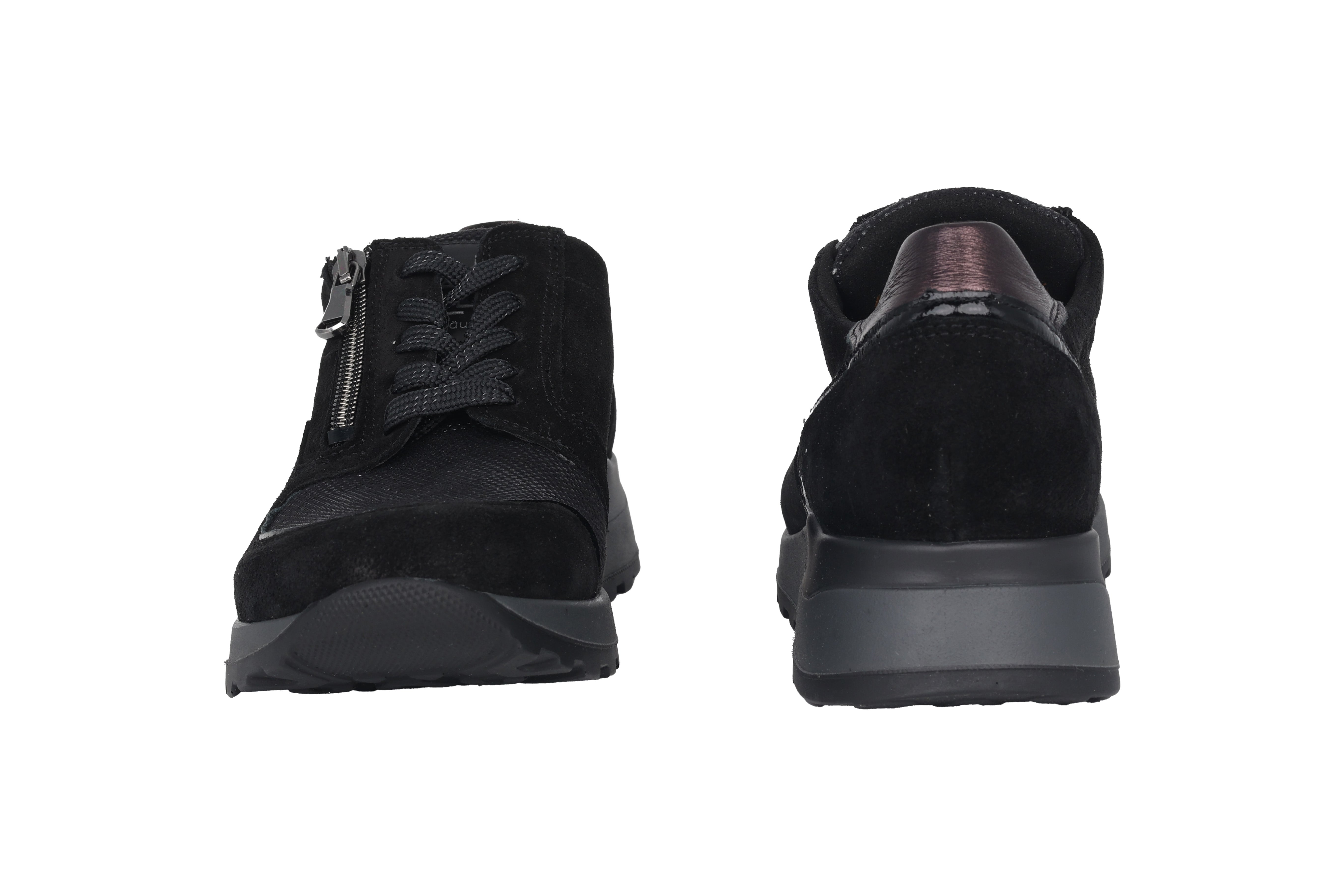 Chaussures à lacets et zips femme coupe large (H) 'Hiroko' - noir