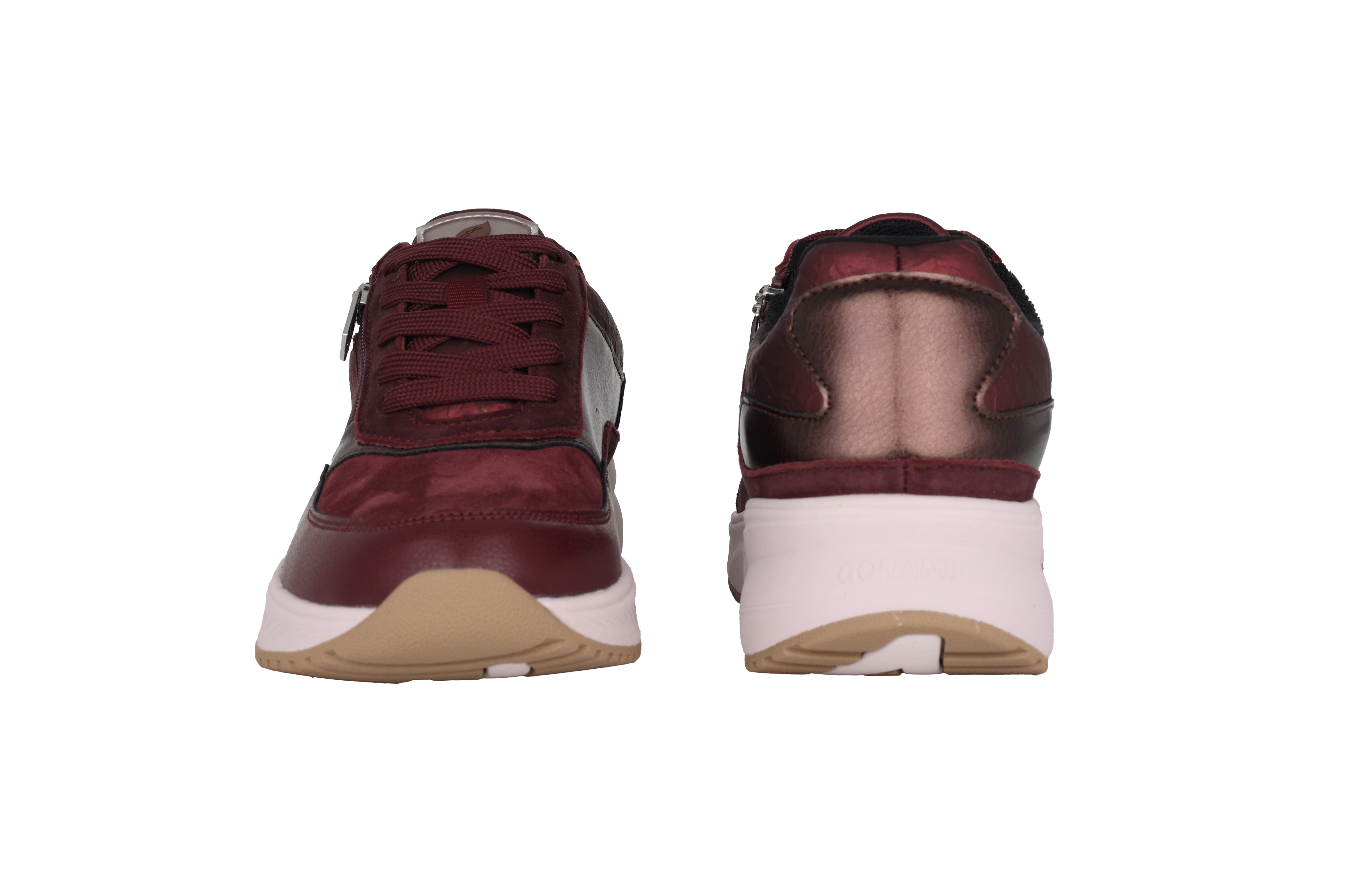 Baskets à lacets et zip pour femme, coupe large (H), 'H-Mara' - rouge