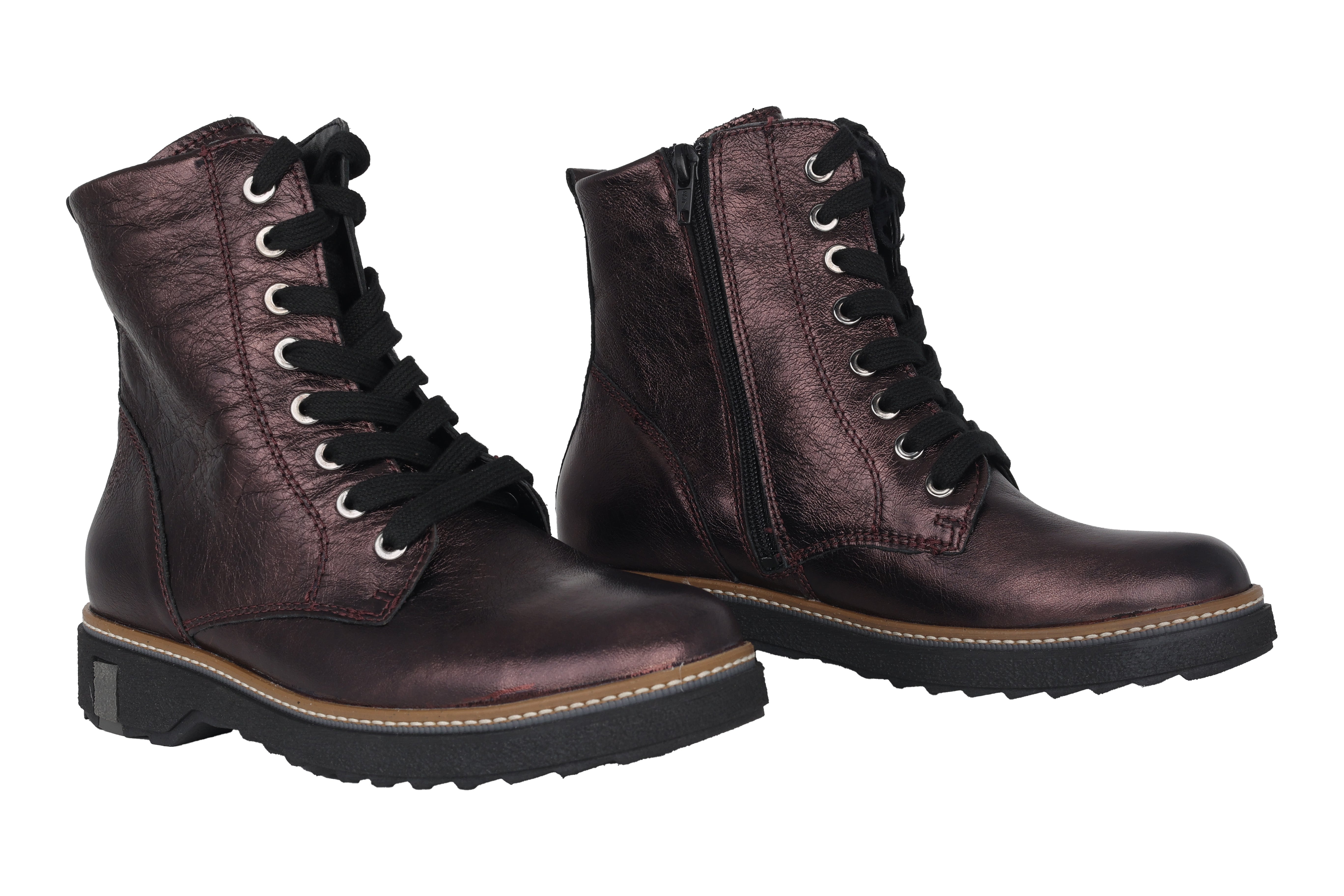 Stivale con zip e lacci da donna "Kitomi" con vestibilità molto ampia (K) - viola