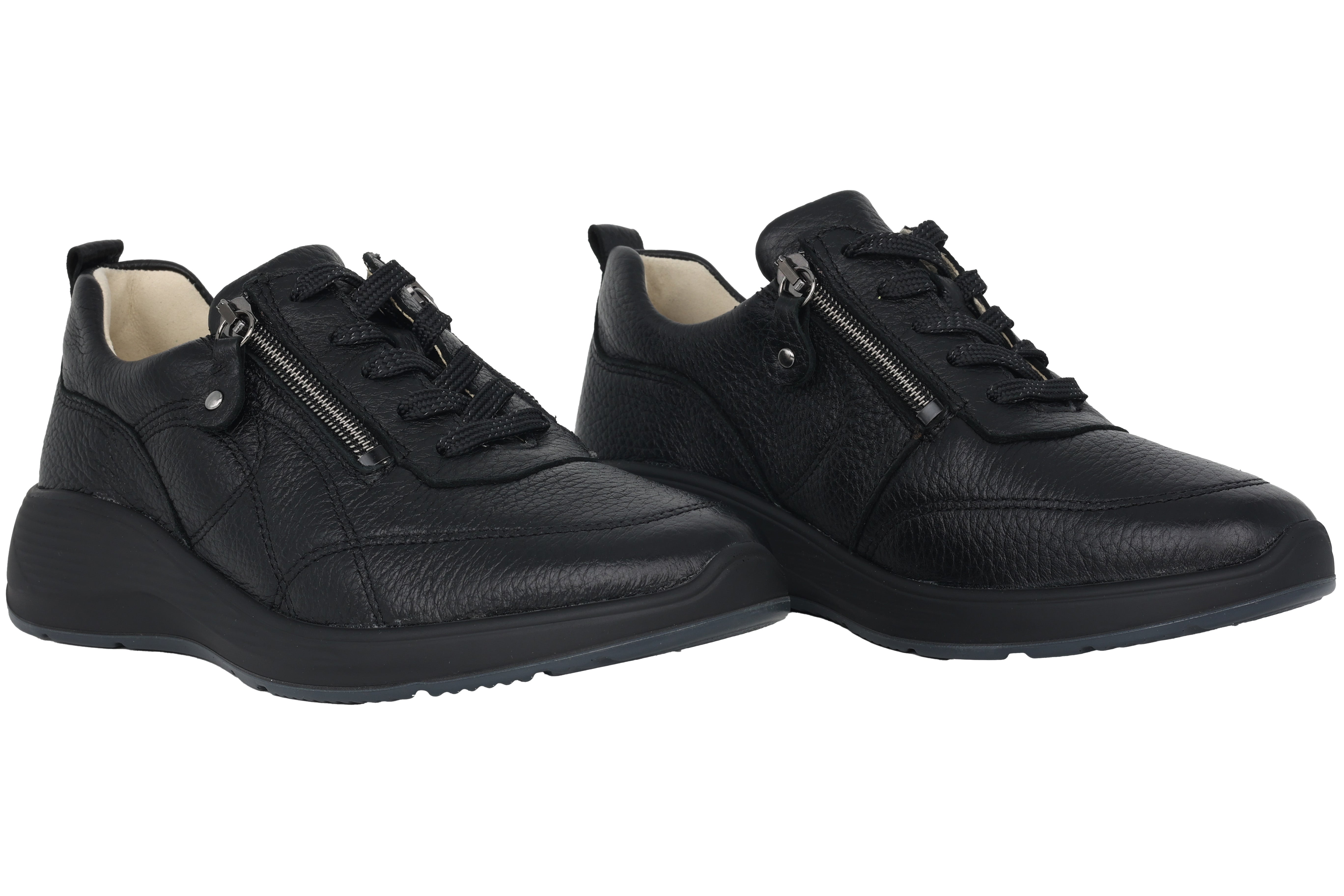 Chaussures à lacets et zips femme 'Kalea' coupe très large (K) - noir