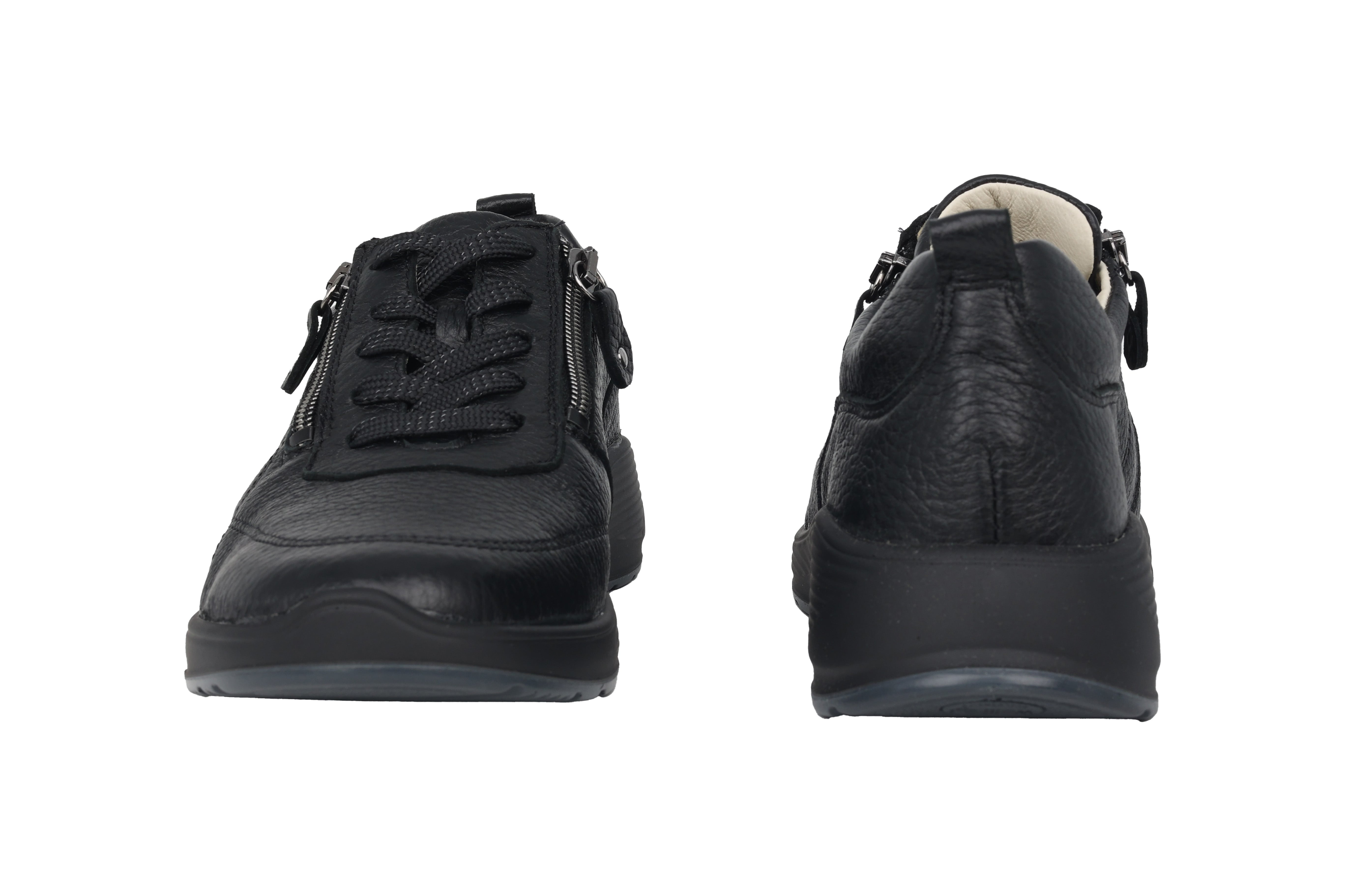 Chaussures à lacets et zips femme 'Kalea' coupe très large (K) - noir