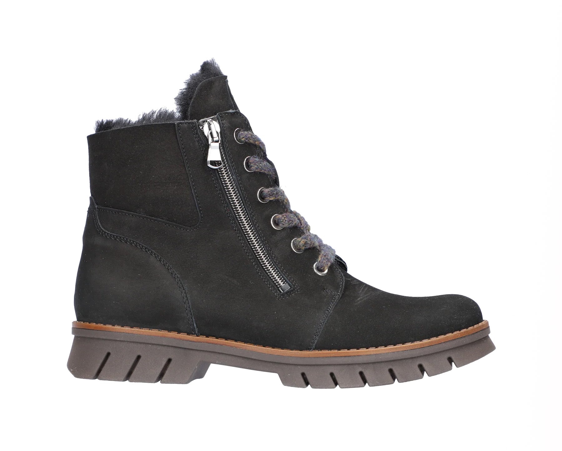 Damen-Stiefelette „H-Teresa“ mit weiter Passform (H), Schnürsenkel und Reißverschluss – Grün