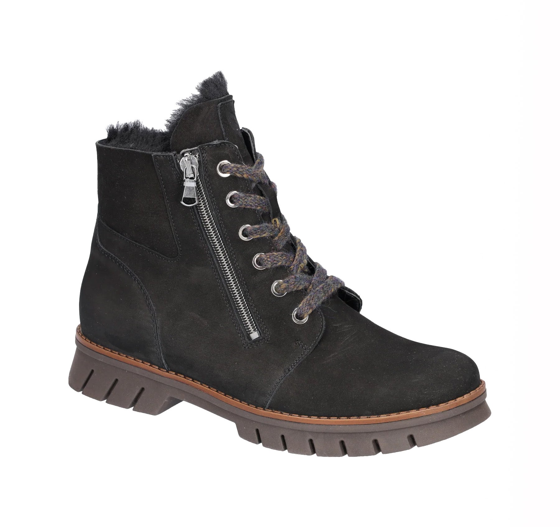 Damen-Stiefelette „H-Teresa“ mit weiter Passform (H), Schnürsenkel und Reißverschluss – Grün