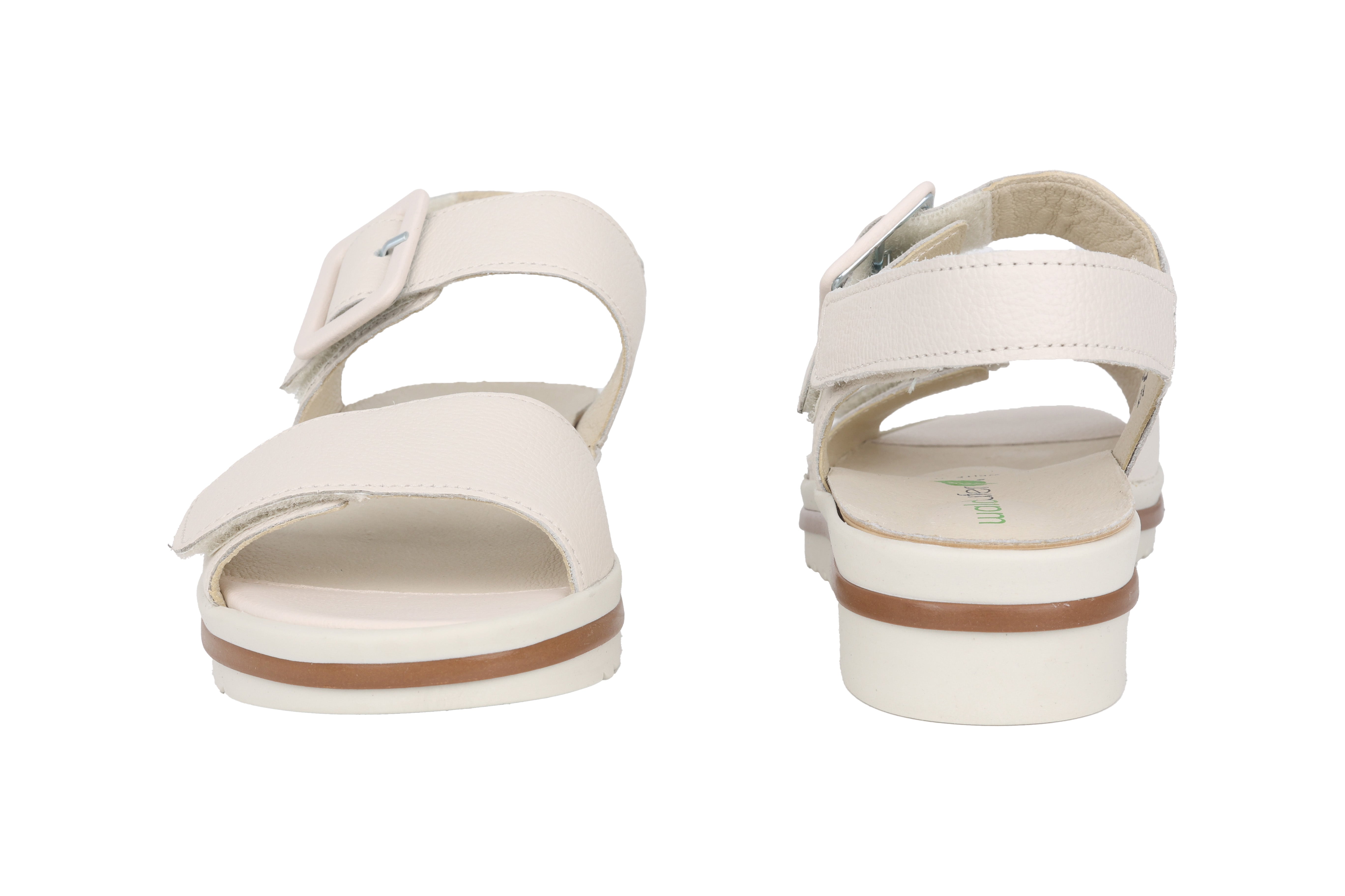 'Hakura' sandalia de mujer de corte ancho (H) - blanco roto