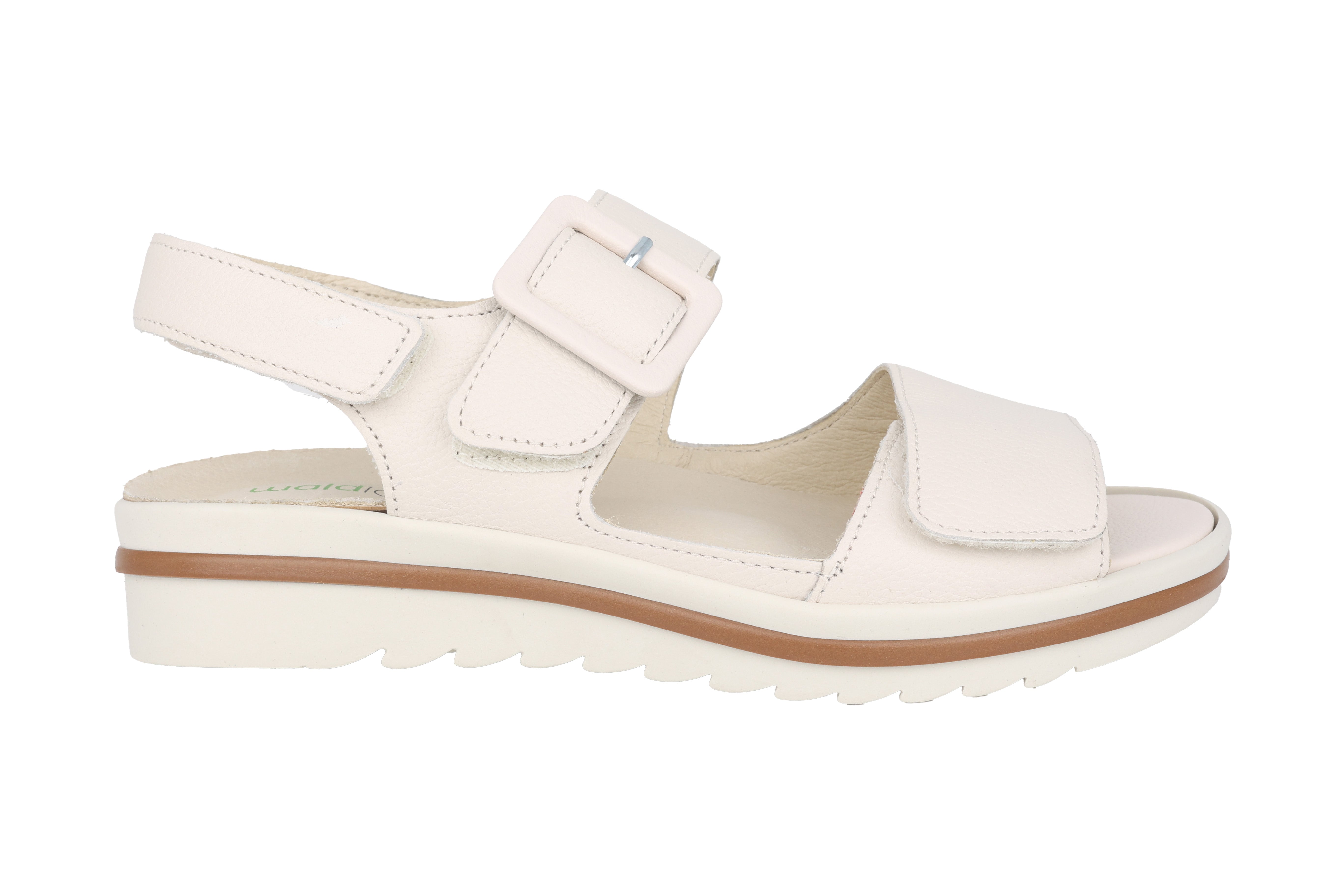 'Hakura' sandalia de mujer de corte ancho (H) - blanco roto