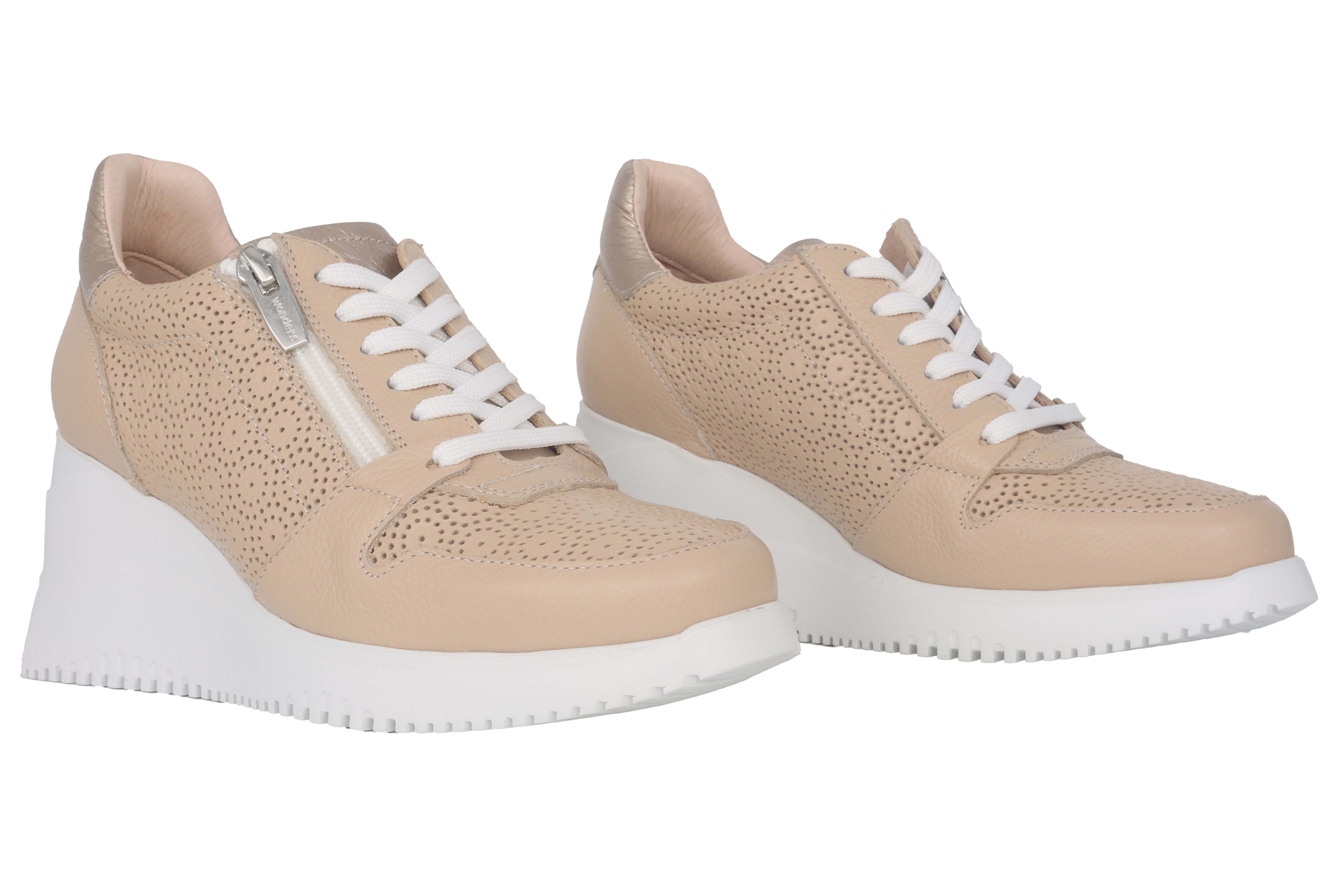 Damen-Schnürsneaker 'Change' mit Keilabsatz - Beige