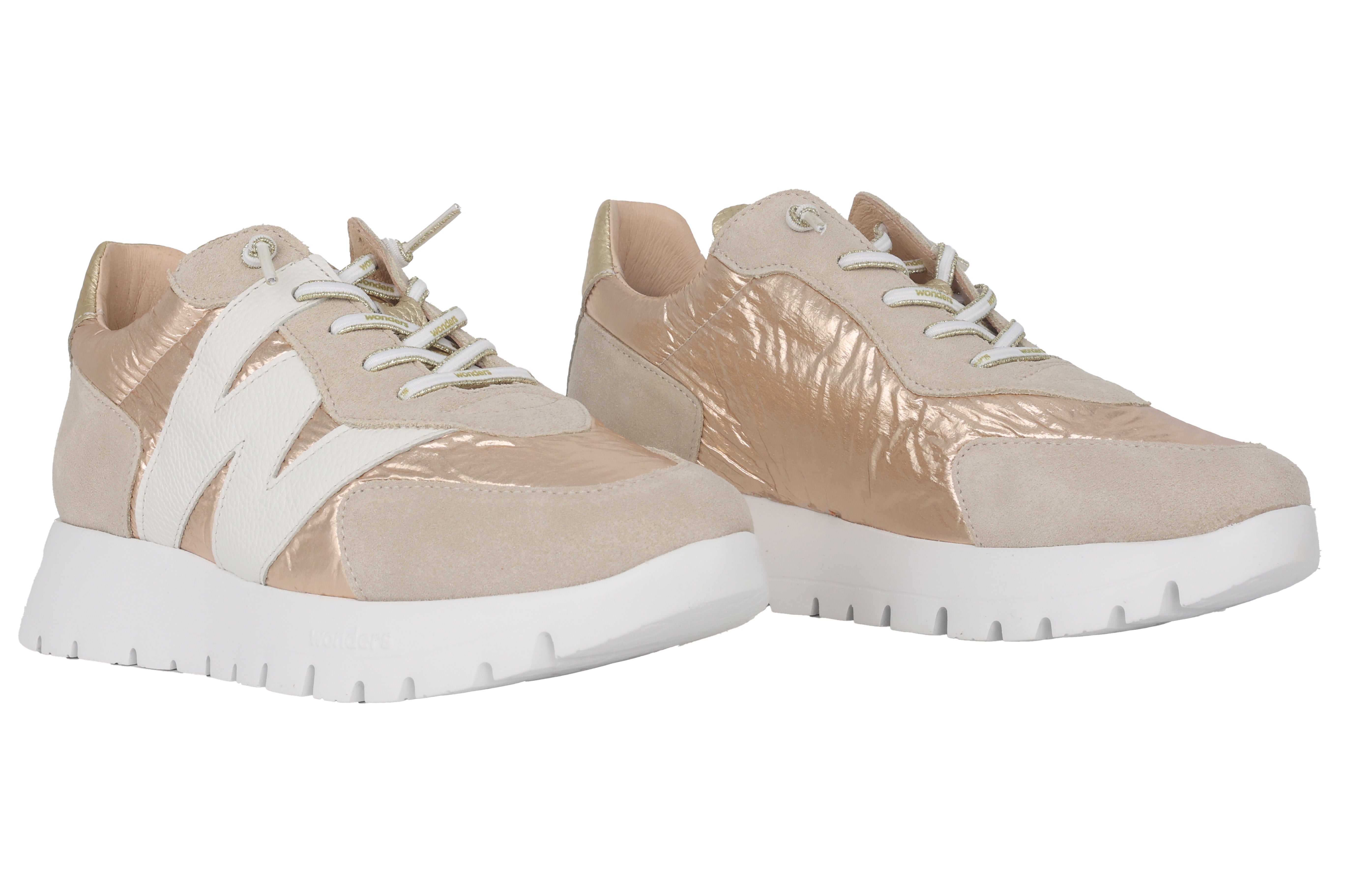 Damessneaker met veters 'Oslo' - beige mix