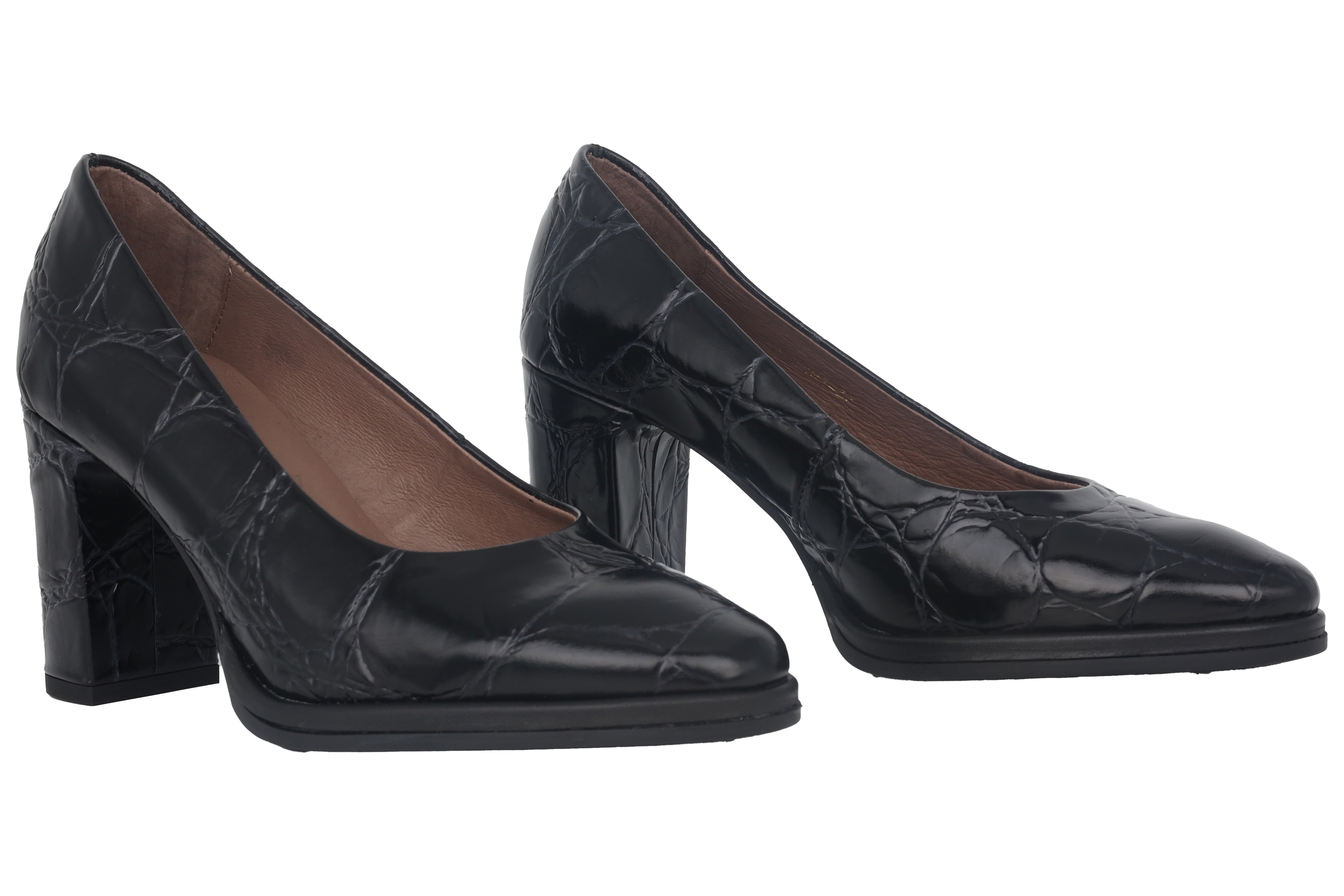 'Denis' women's heeled pump - Black croco